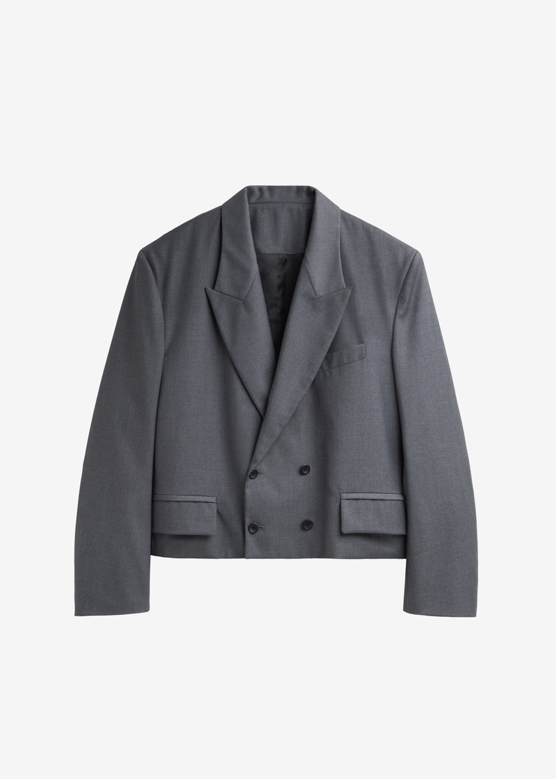 Helna Boxy Cropped Blazer - Grey 1