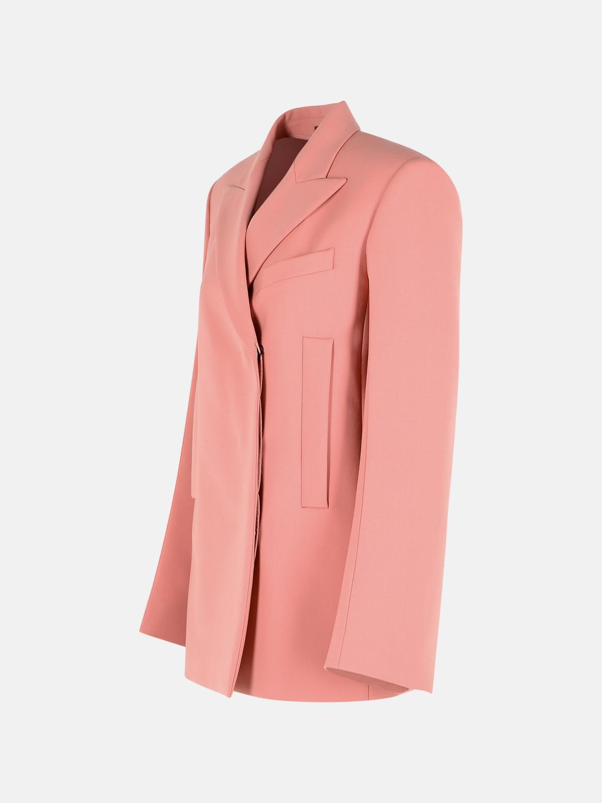 'ESULE' STRAIGHT BLAZER IN ANTIQUE PINK VIRGIN WOOL - 2