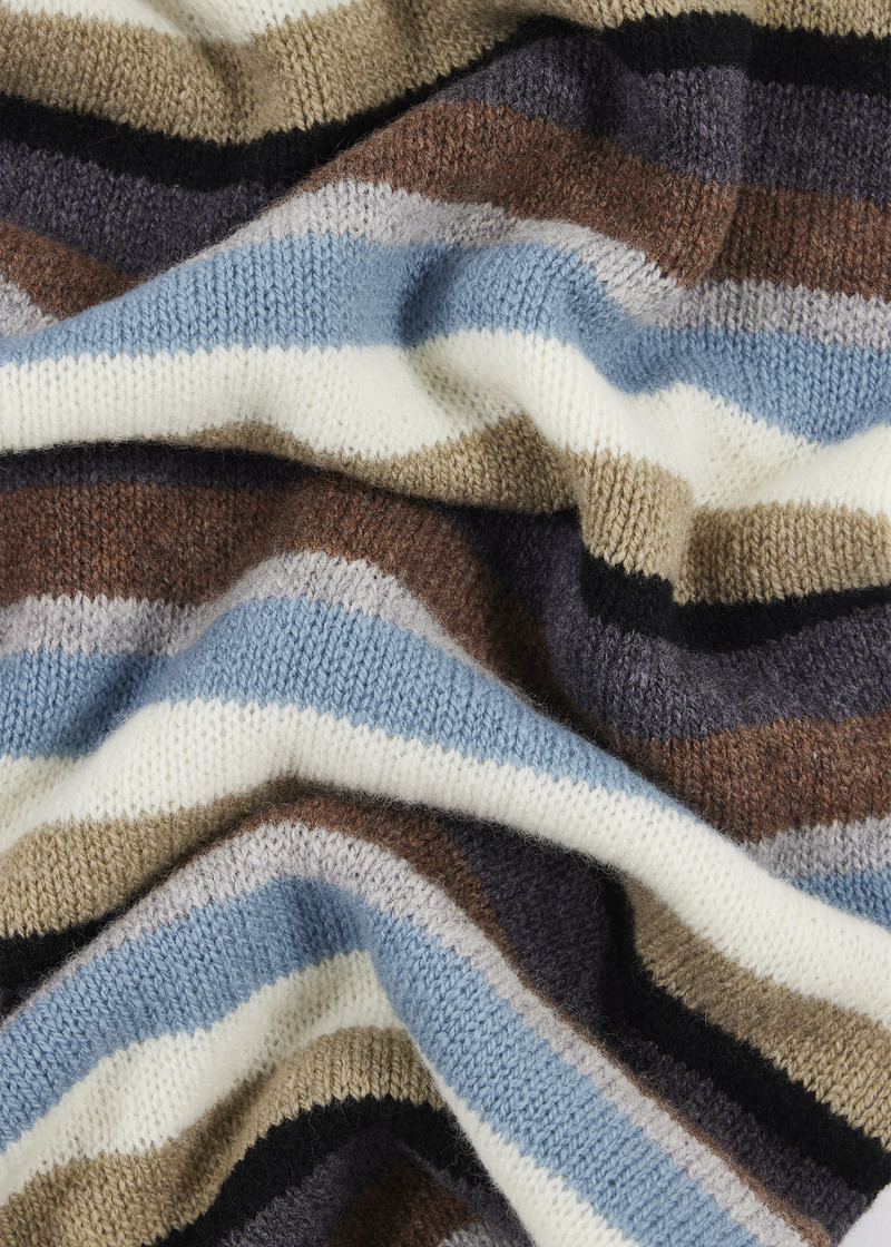 Black and Blue 'Seasonal Stripe' Beanie and Scarf 6