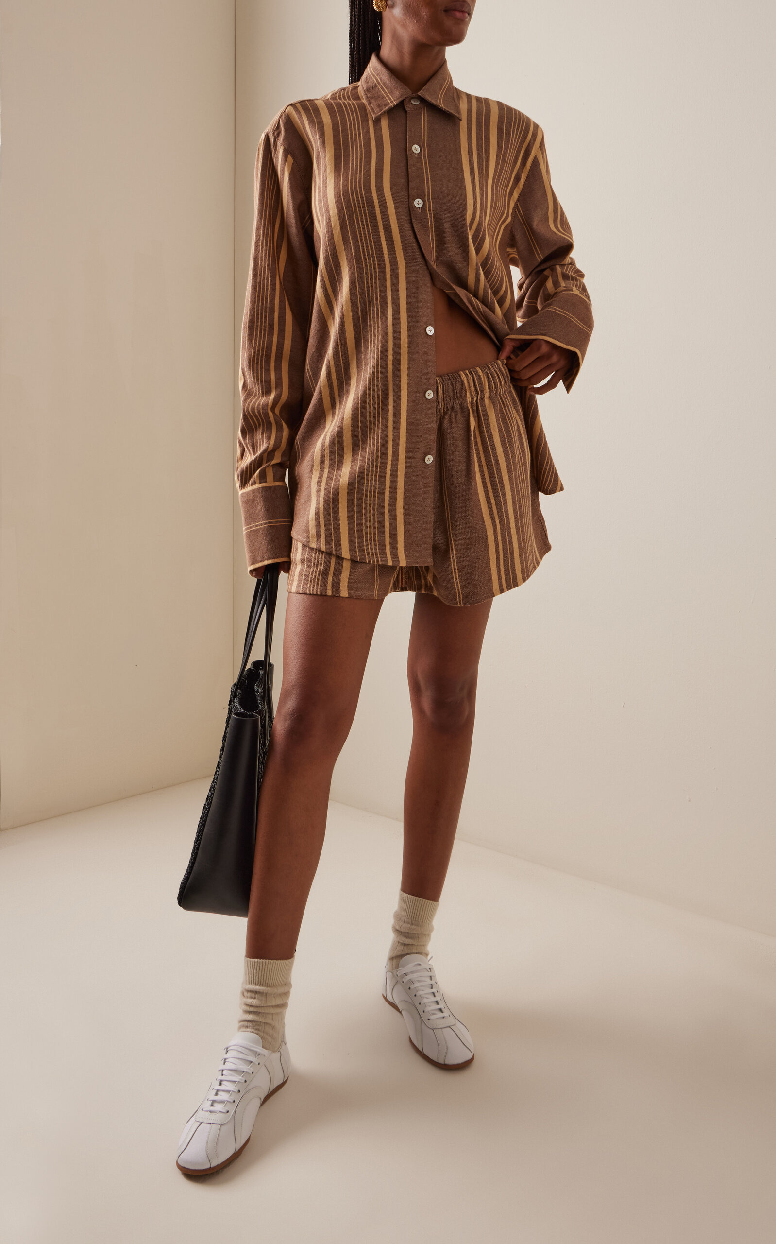 Exclusive The French Cuff Striped Cotton Shirt brown - 3