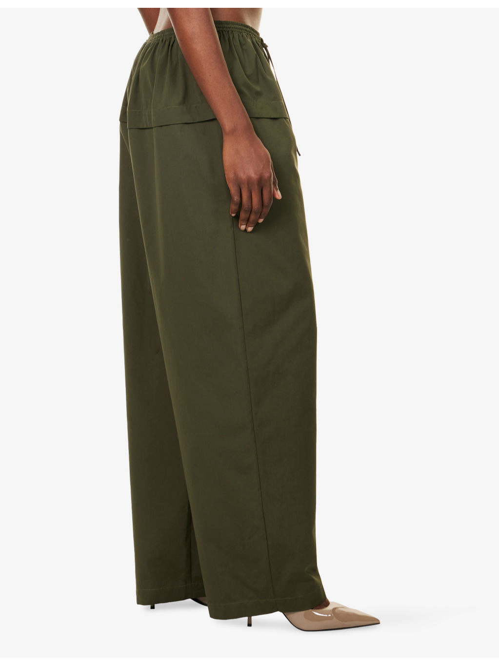 Peplum Wide-Leg Cotton-Poplin Trousers - 3