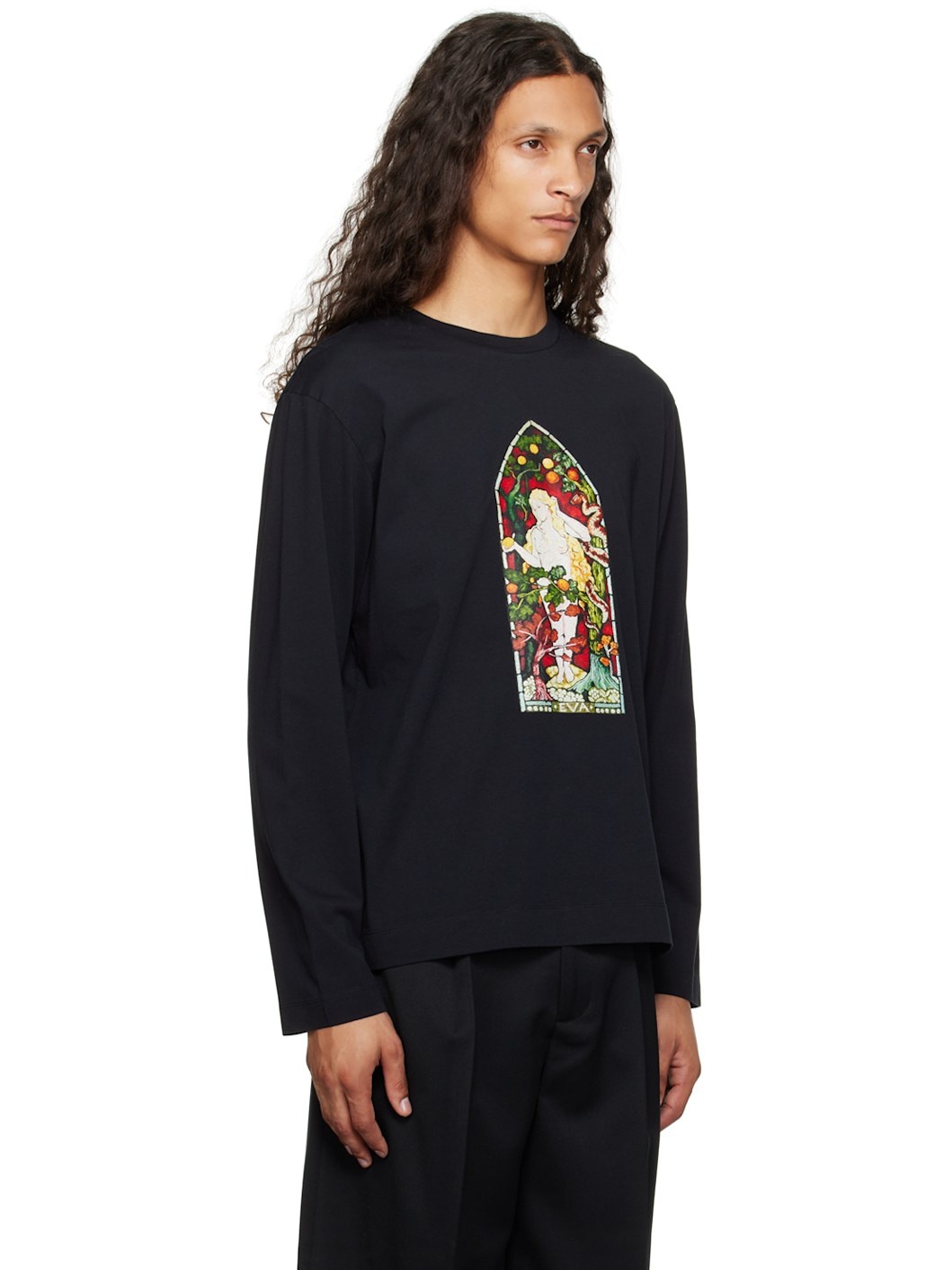 Black Stained Glass Woman Long Sleeve T-Shirt - 2