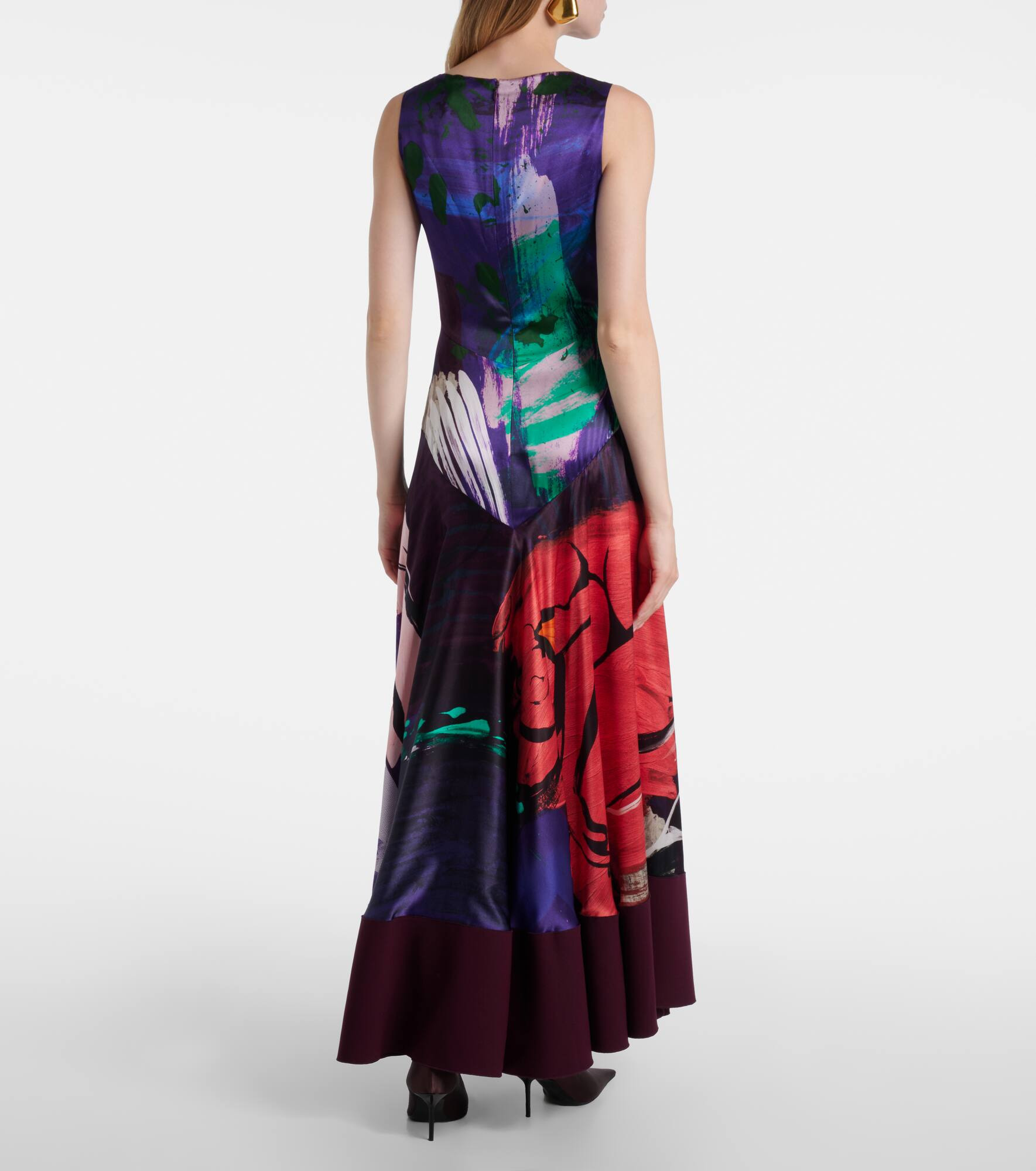 Munir printed silk satin gown - 3