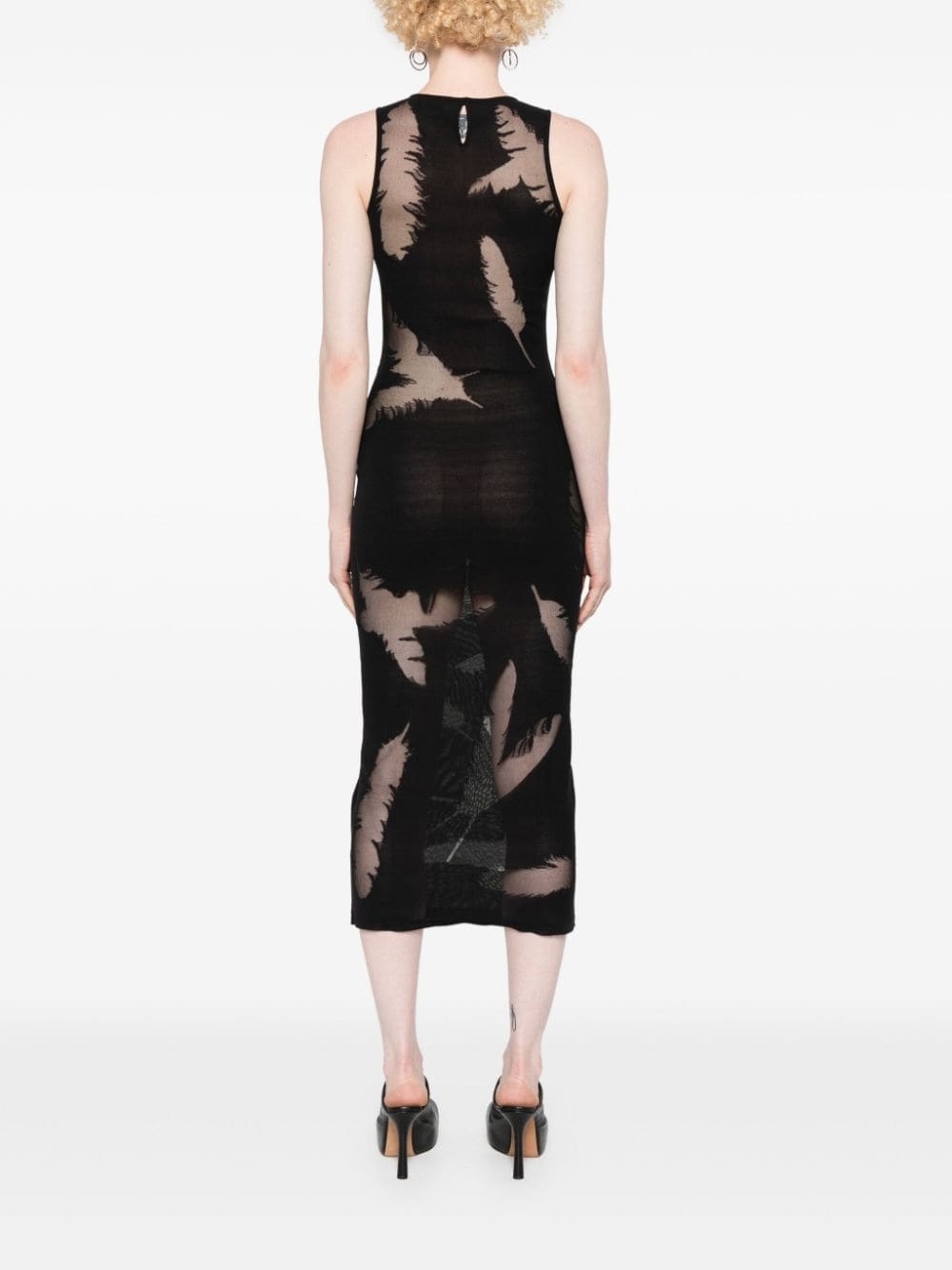 feather-intarsia pencil dress - 4