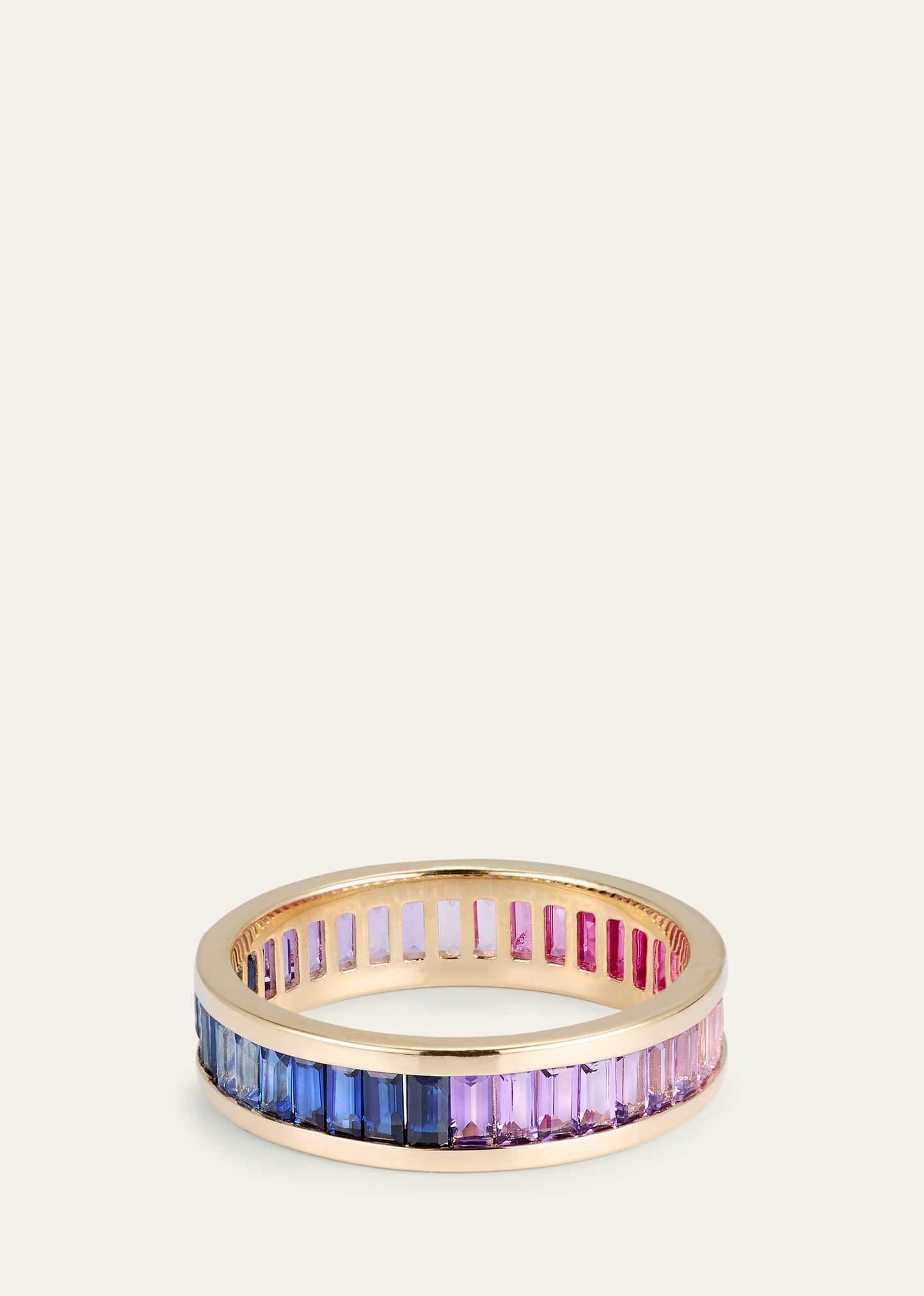 14K Gold and Gemstone Channel-Set Baguette Eternity Ring - 4