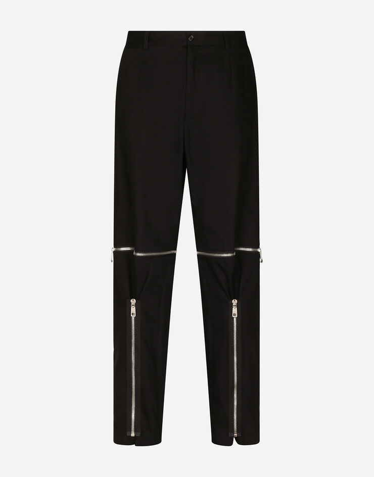 Cotton drill pants with zipped details - 3