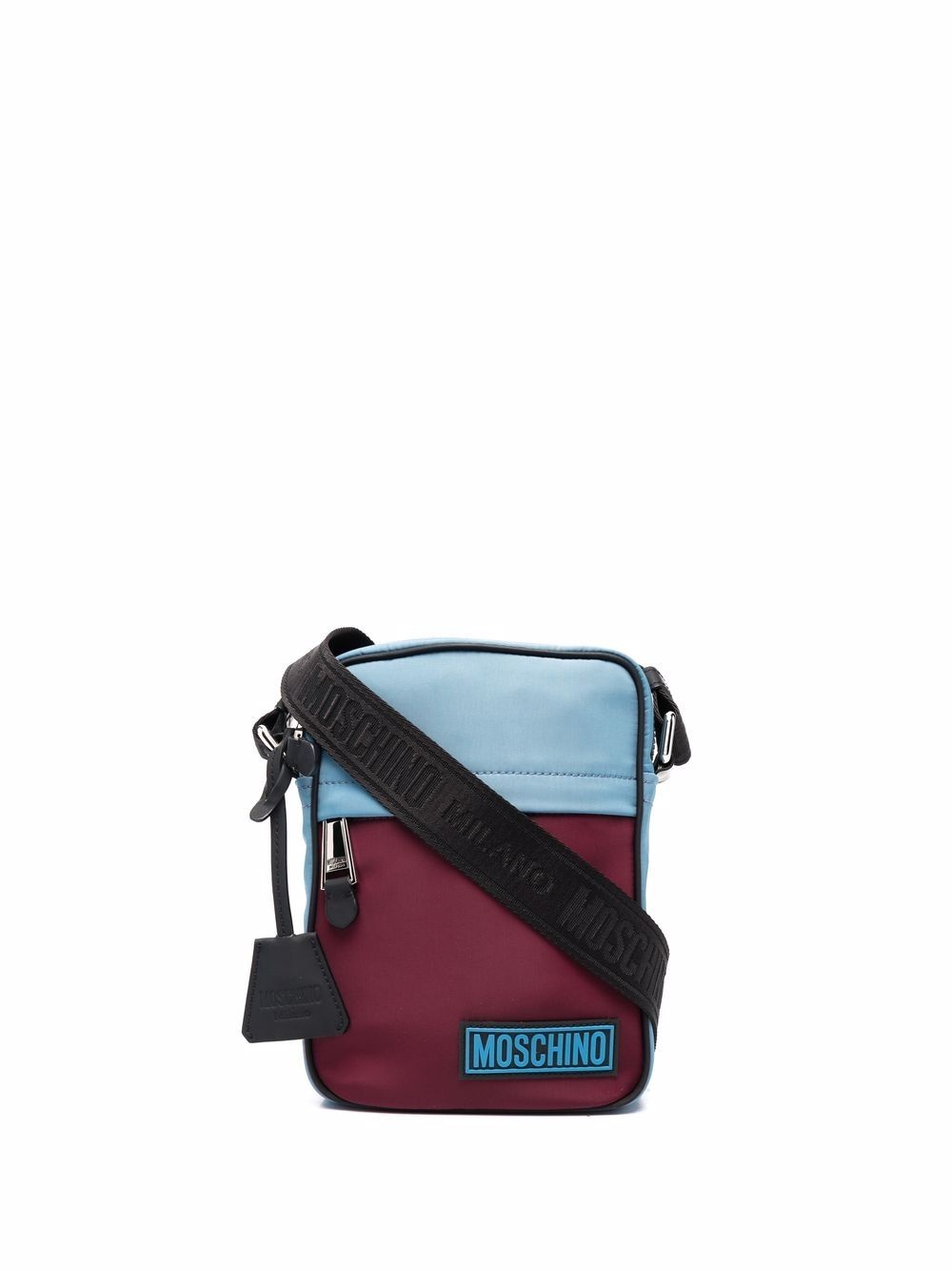 two-tone logo-patch messenger bag - 1