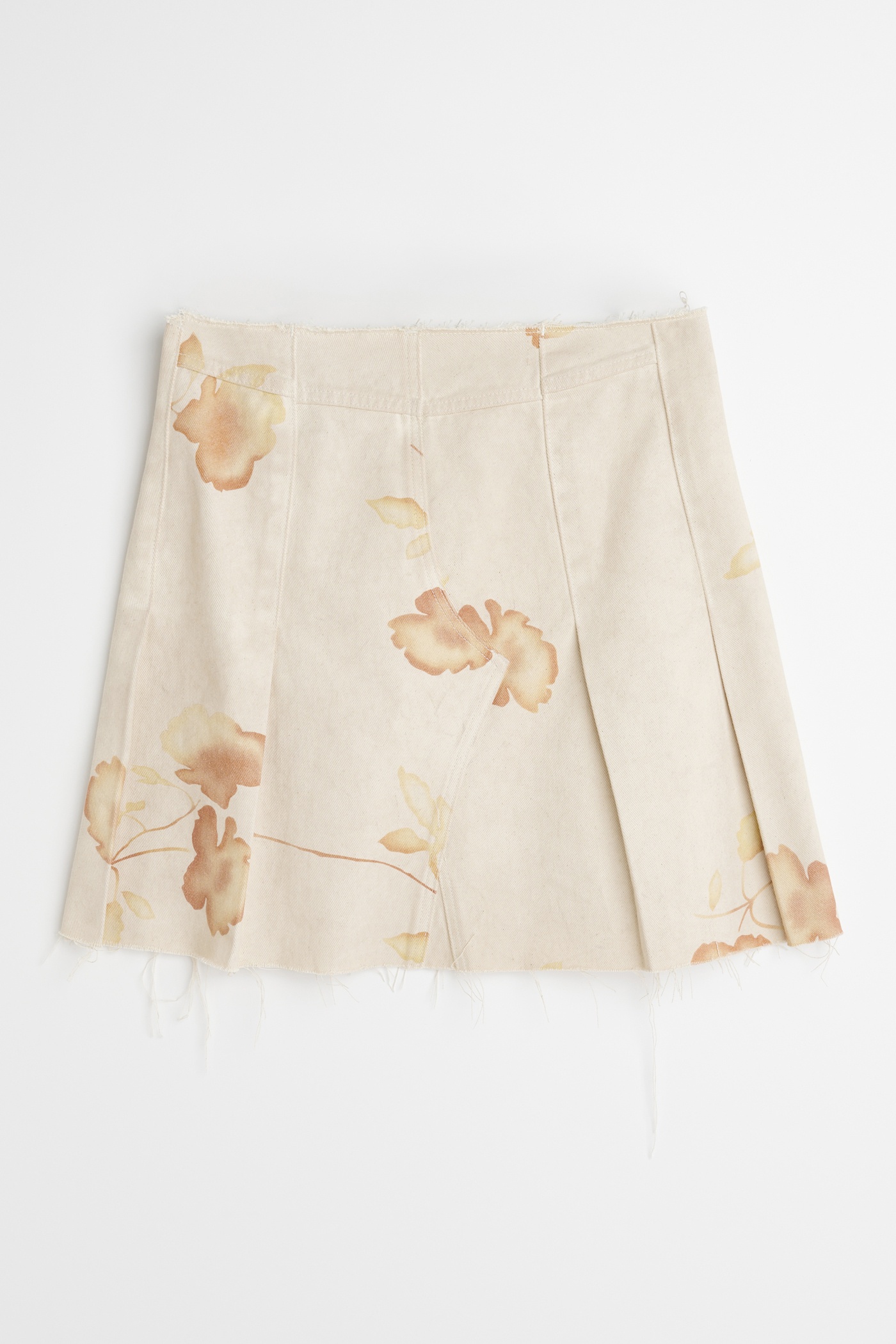 Pleated Wrap Skirt Diurnal Flower Printed Denim - 2