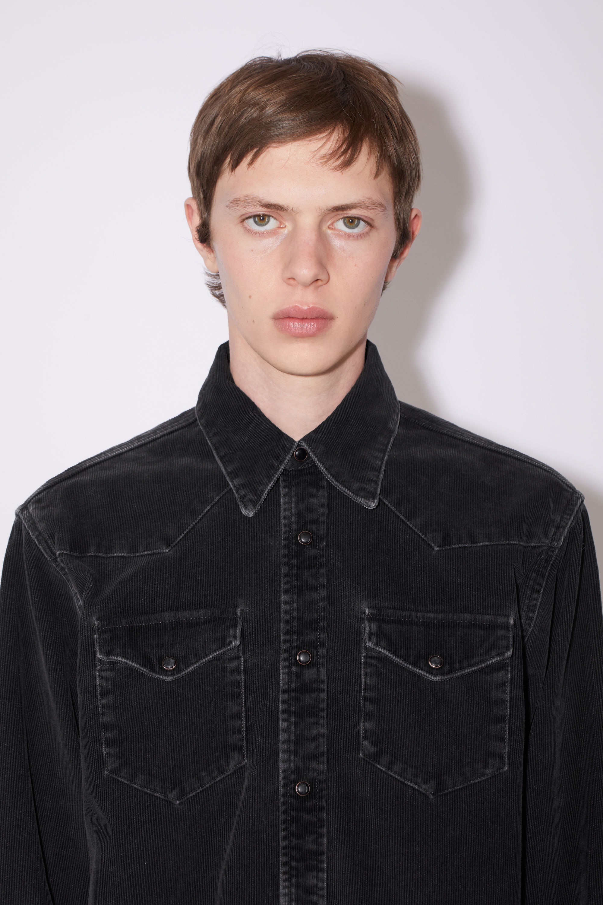 Corduroy button-up shirt - Black