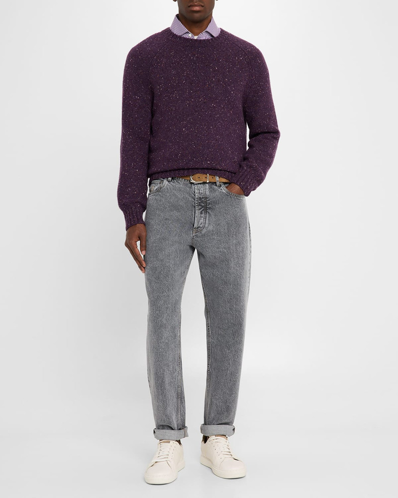 Brunello Cucinelli Men's Cashmere Donegal Crewneck Sweater outlook