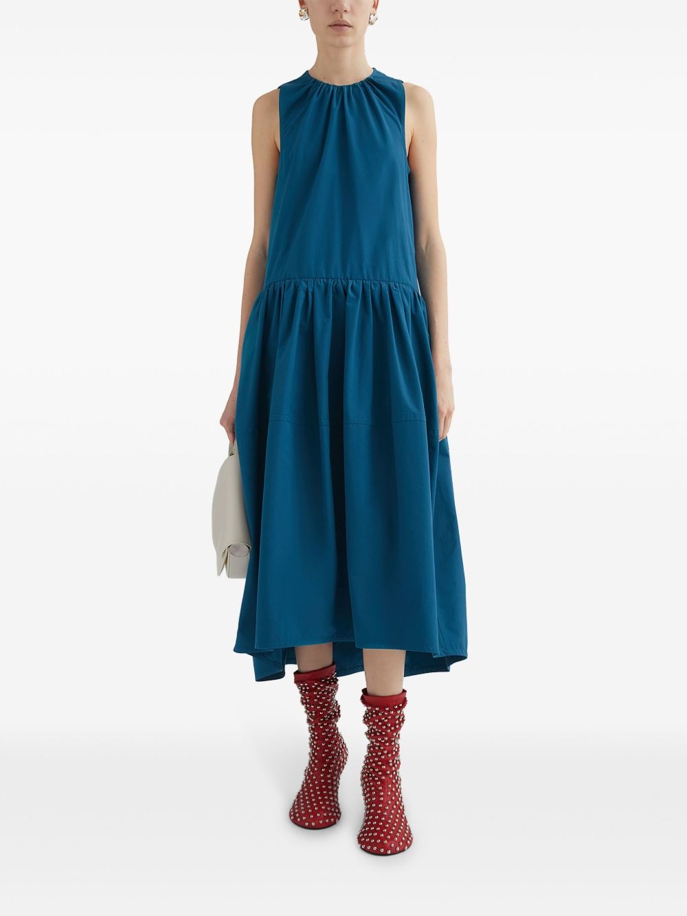 pleat-detail midi dress - 2