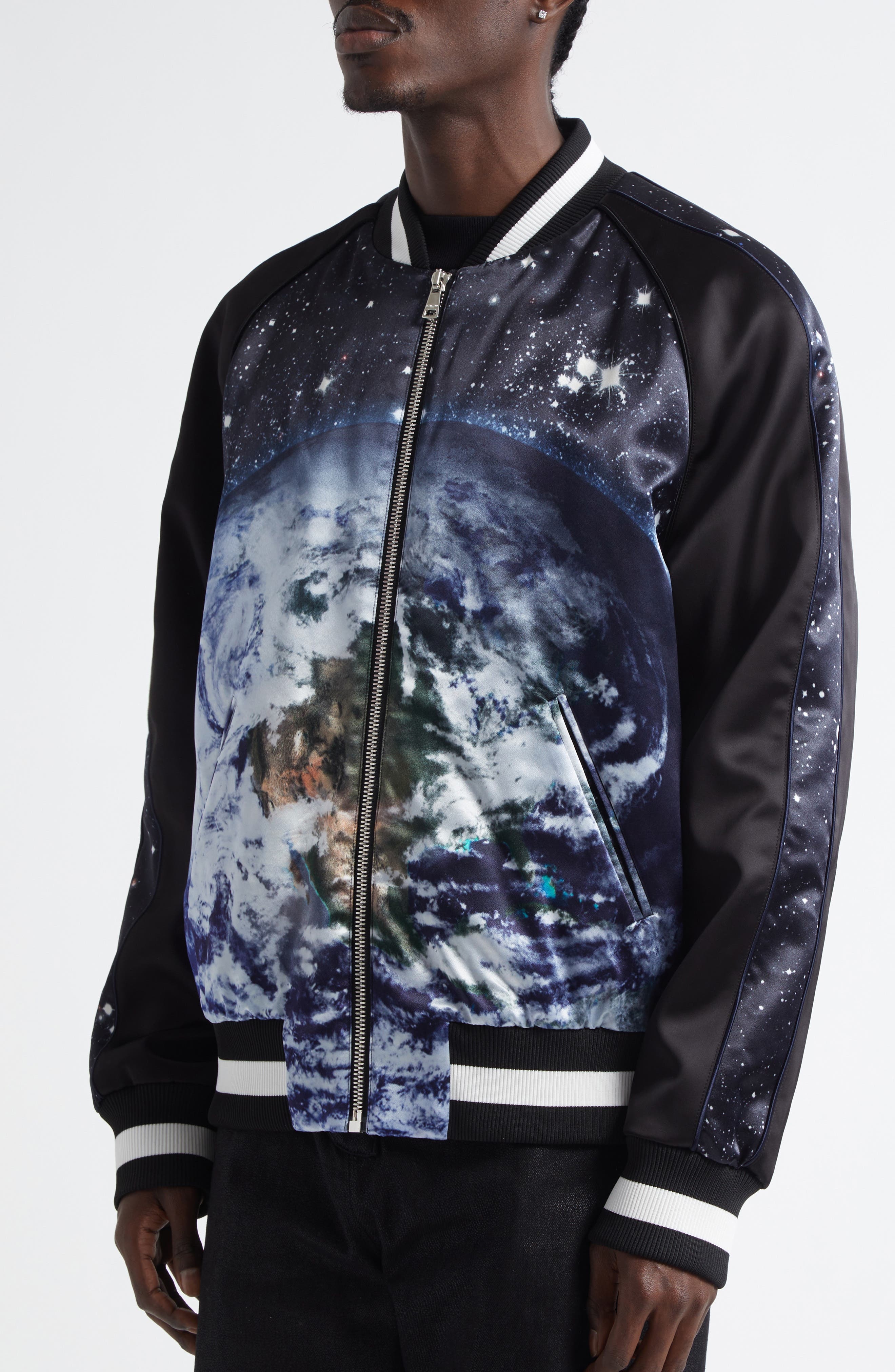 Balmain Earth & Stars Bomber Jacket in Black Multi at Nordstrom - 5