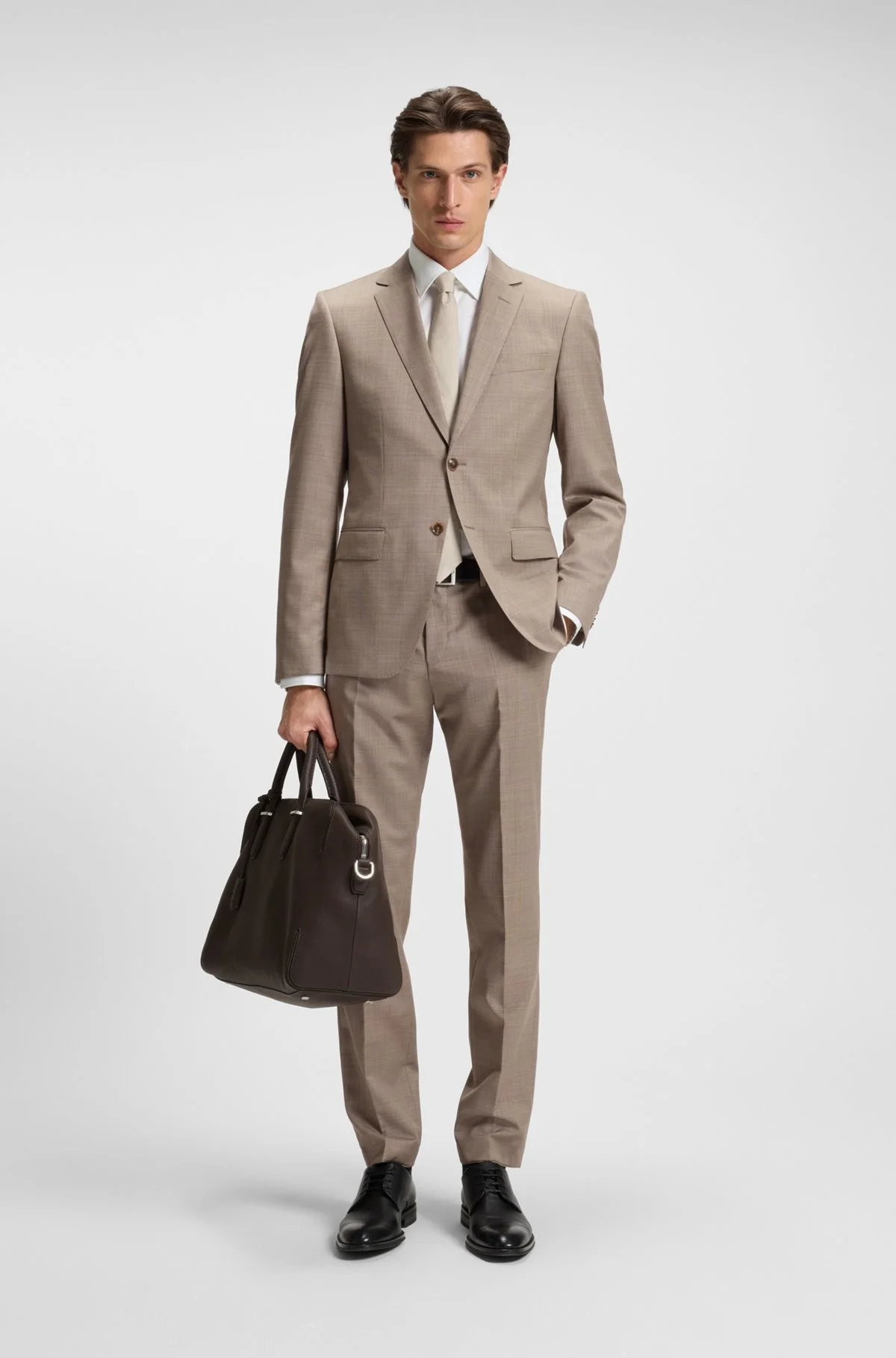 SLIM-FIT THREE-PIECE SUIT IN MICRO-PATTERNED WOOL - 1