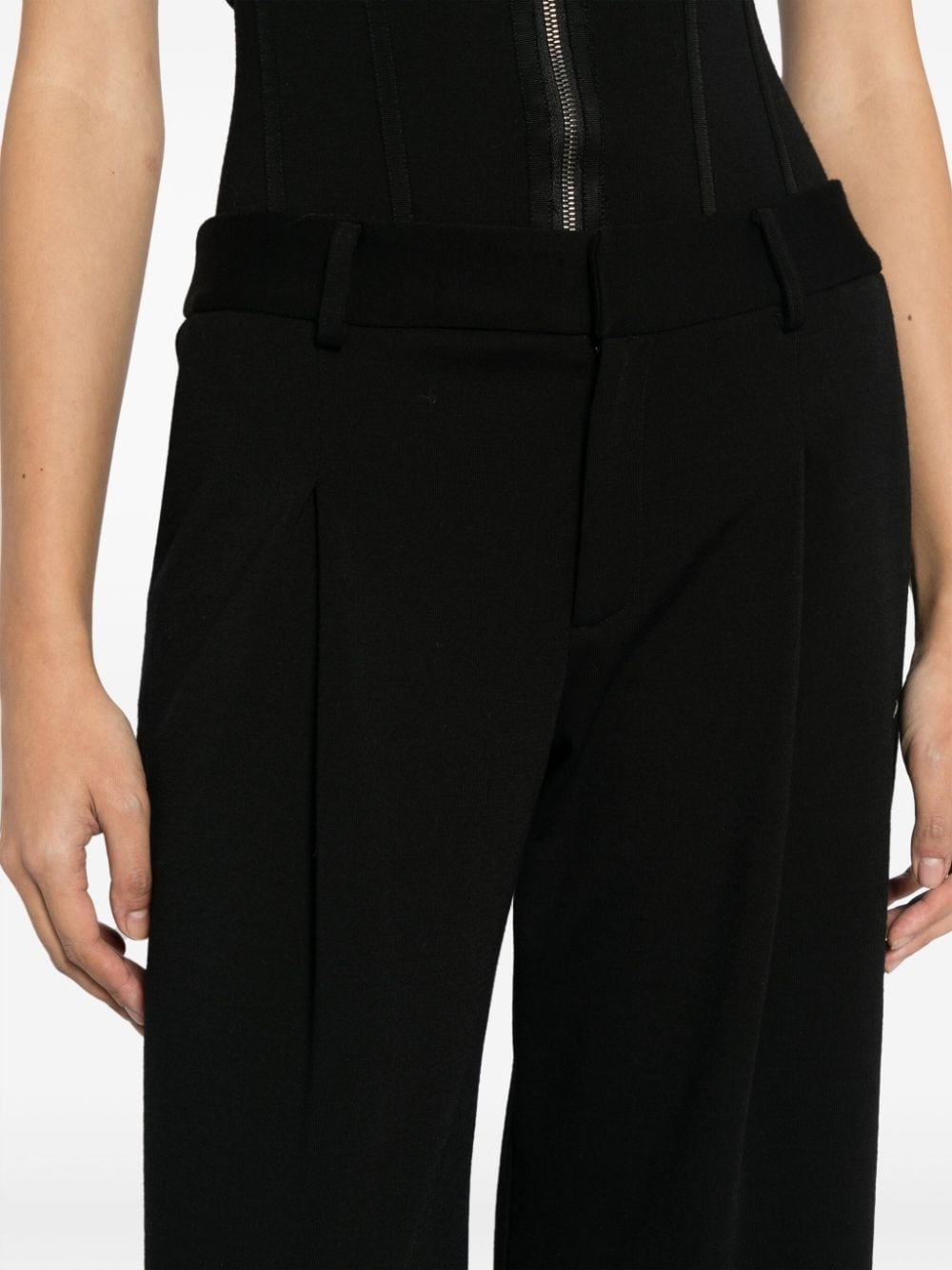 high-waisted flared cotton trousers - 5