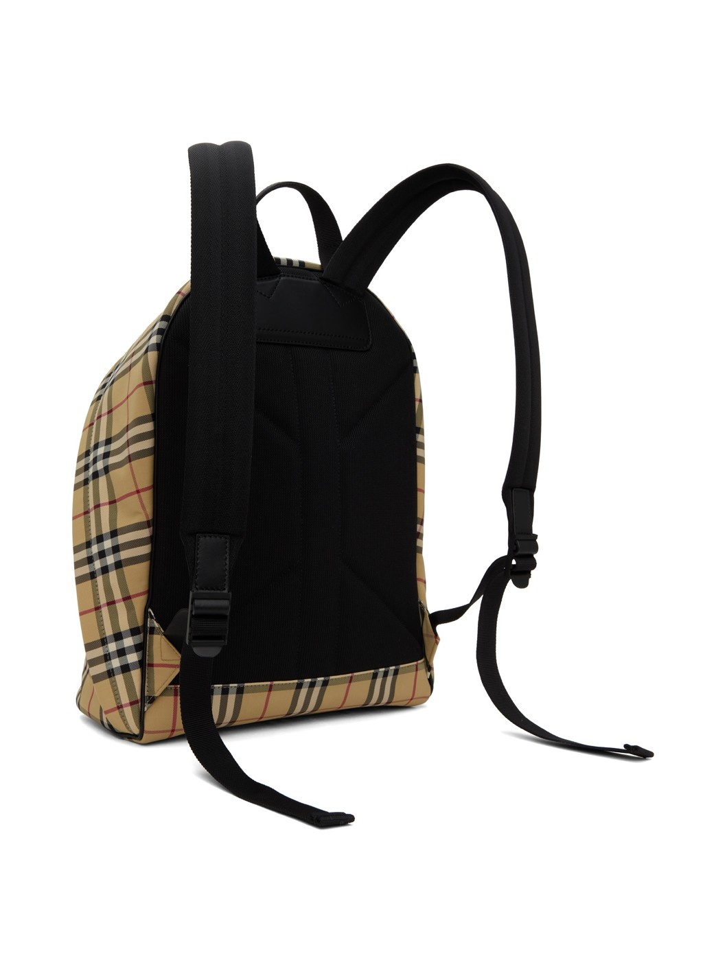 Beige Check Backpack - 3