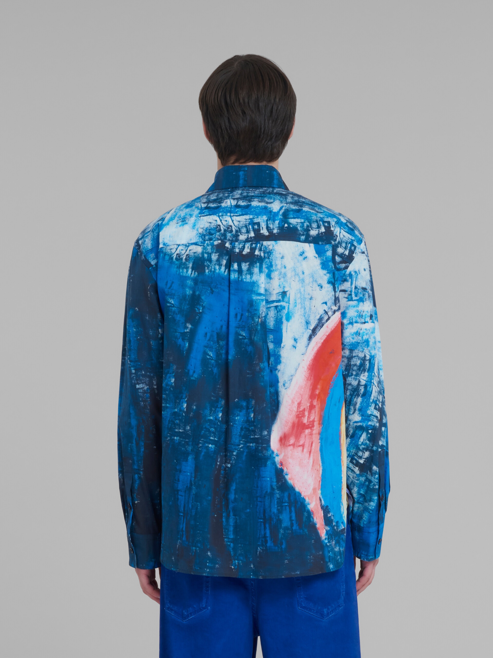 BLUE COTTON SHIRT WITH RAINBOW PRINT - 3
