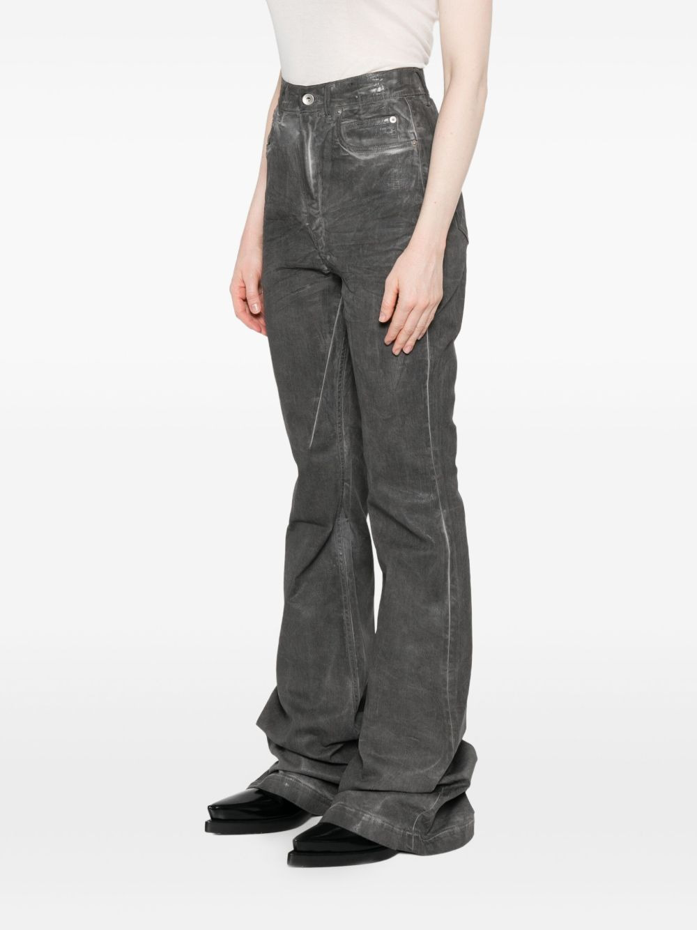 distressed flared jeans - 3