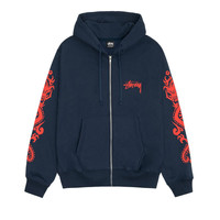 stussy BASIC STÜSSY ZIP HOODIE - NAVY /M Basic Stüssy Zip Hoodie Pigment Dyed – Navy | Tee & Sweats