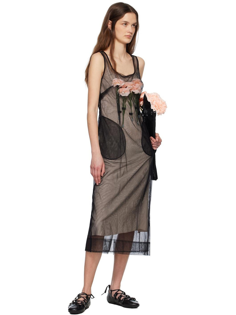 Simone Rocha Black Carnation Dart Midi Dress outlook