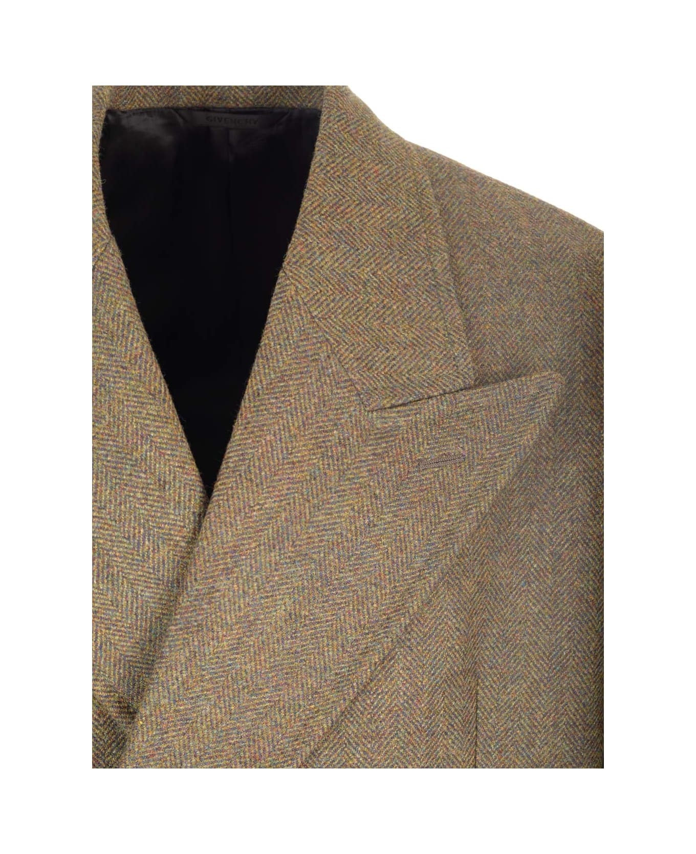 Double-breasted Herringbone Coat - 4