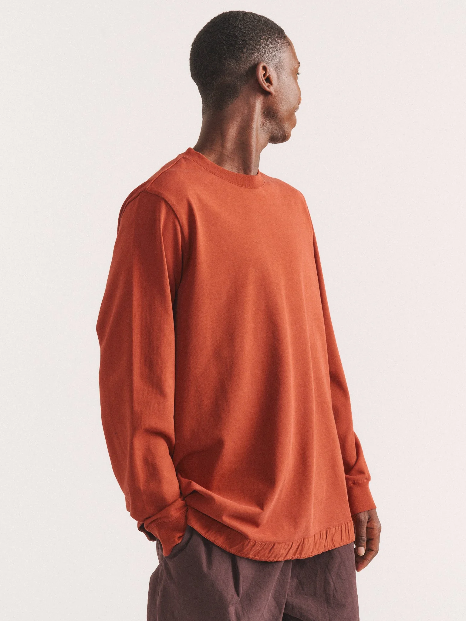 FELIX LONG SLEEVES T-SHIRT - HEAVY JERSEY - TERRACOTTA - 1
