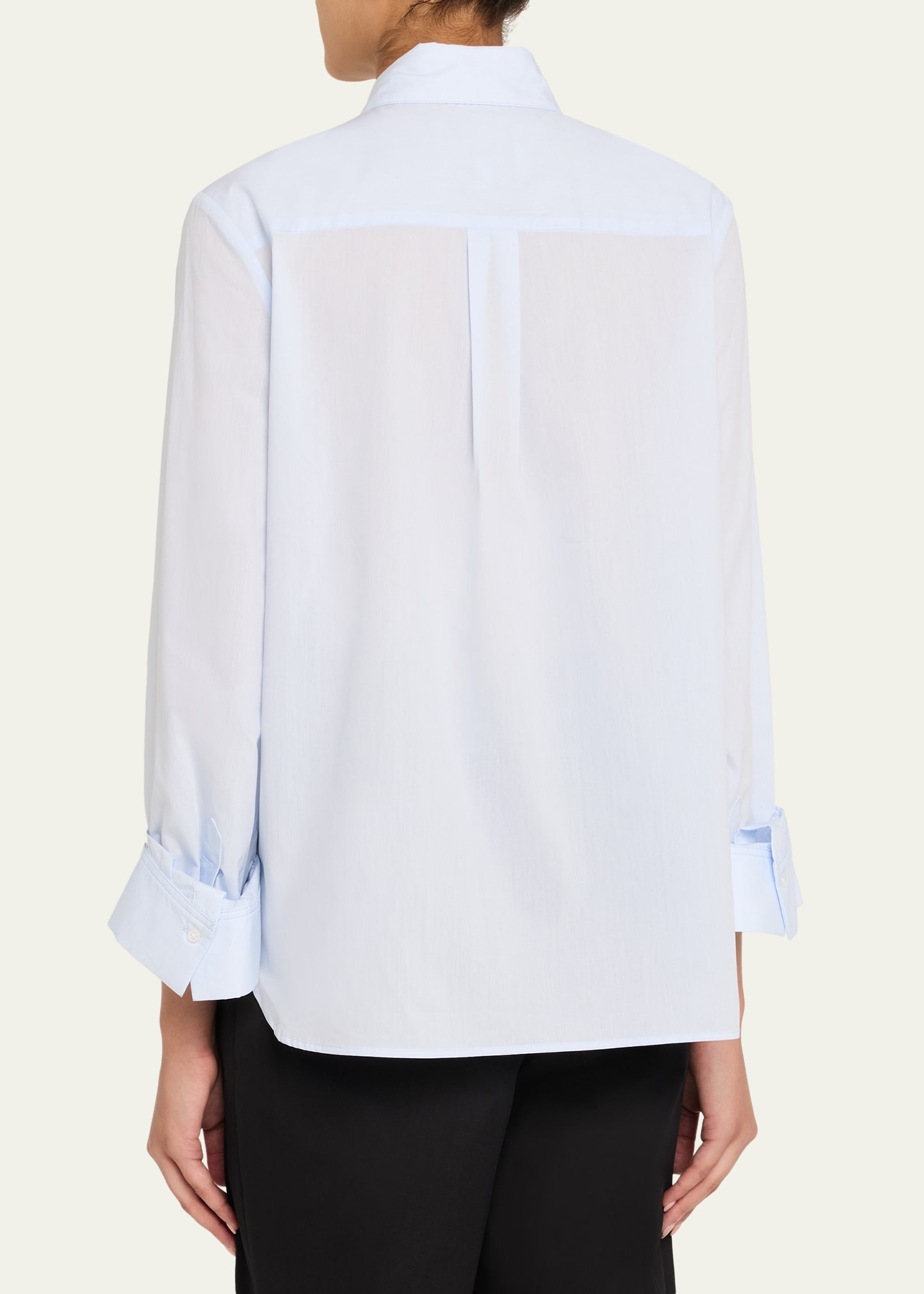 Cotton Button-Front Boyfriend Shirt - 3