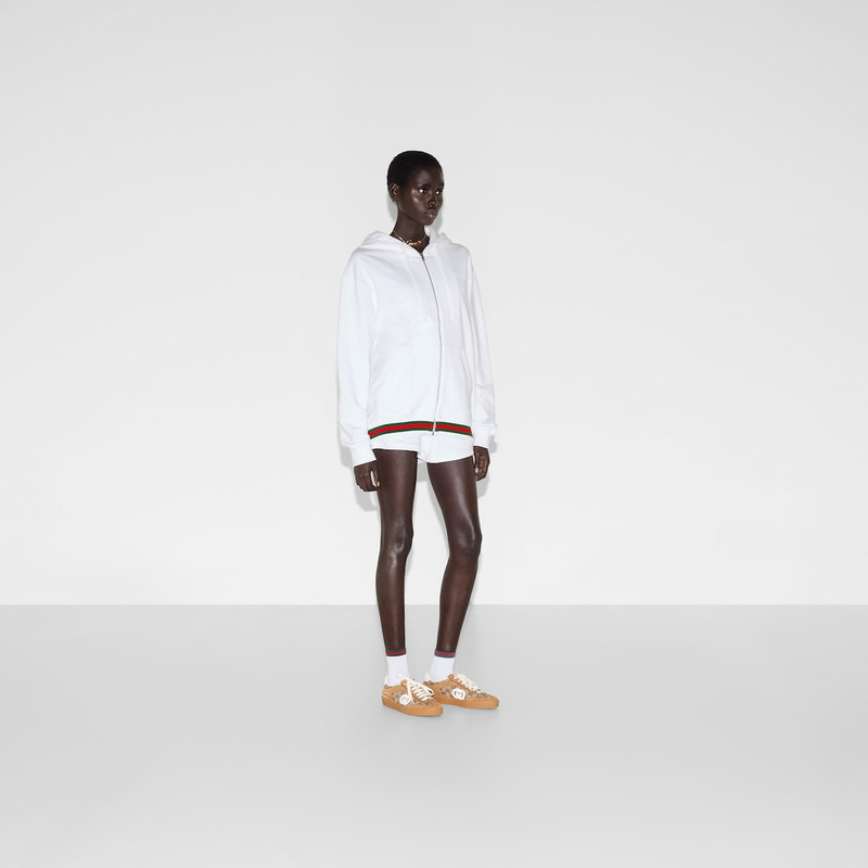 GUCCI Cotton jersey sweatshirt with Web outlook