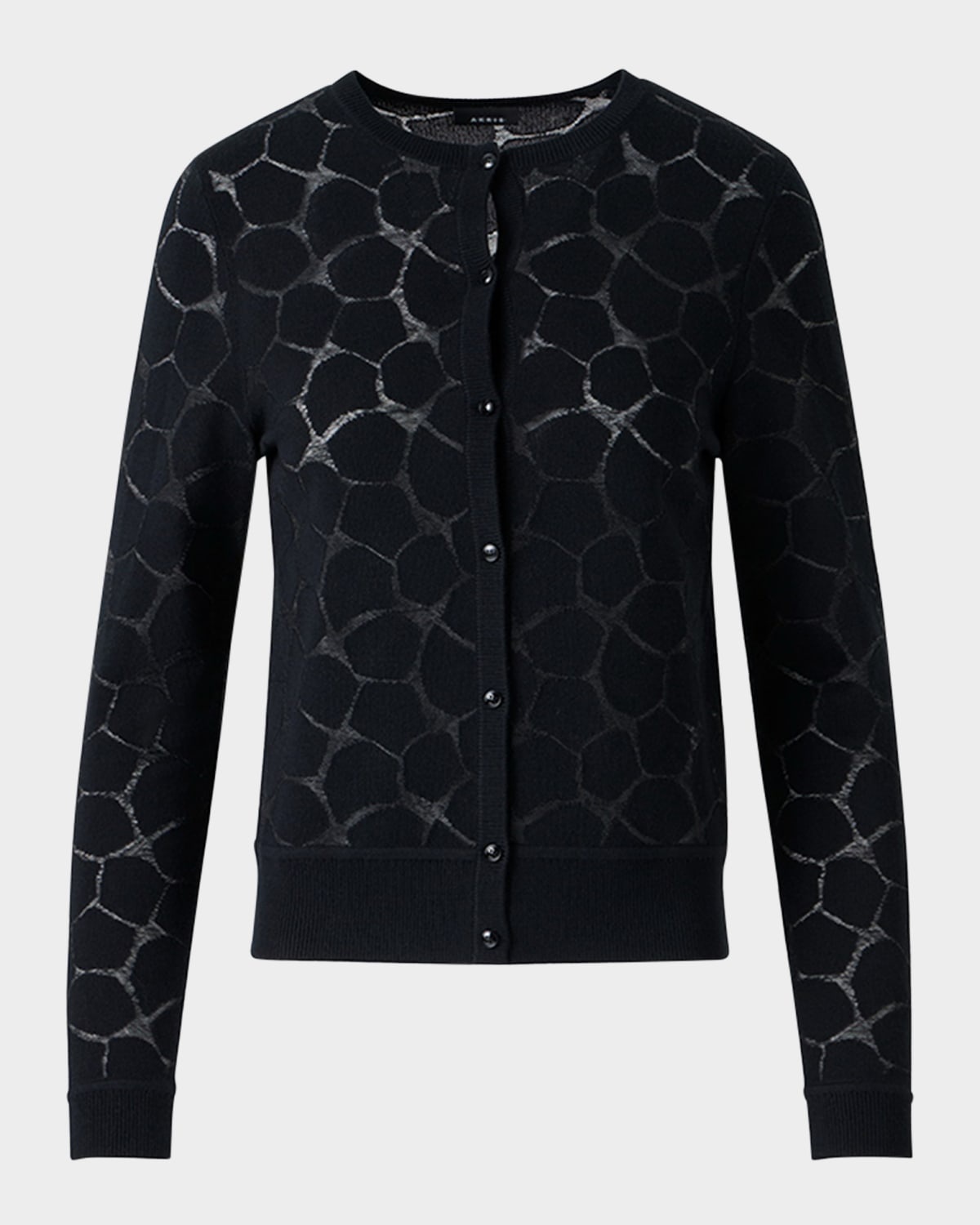 Broken Stone Jacquard Wool-Silk Cardigan - 1