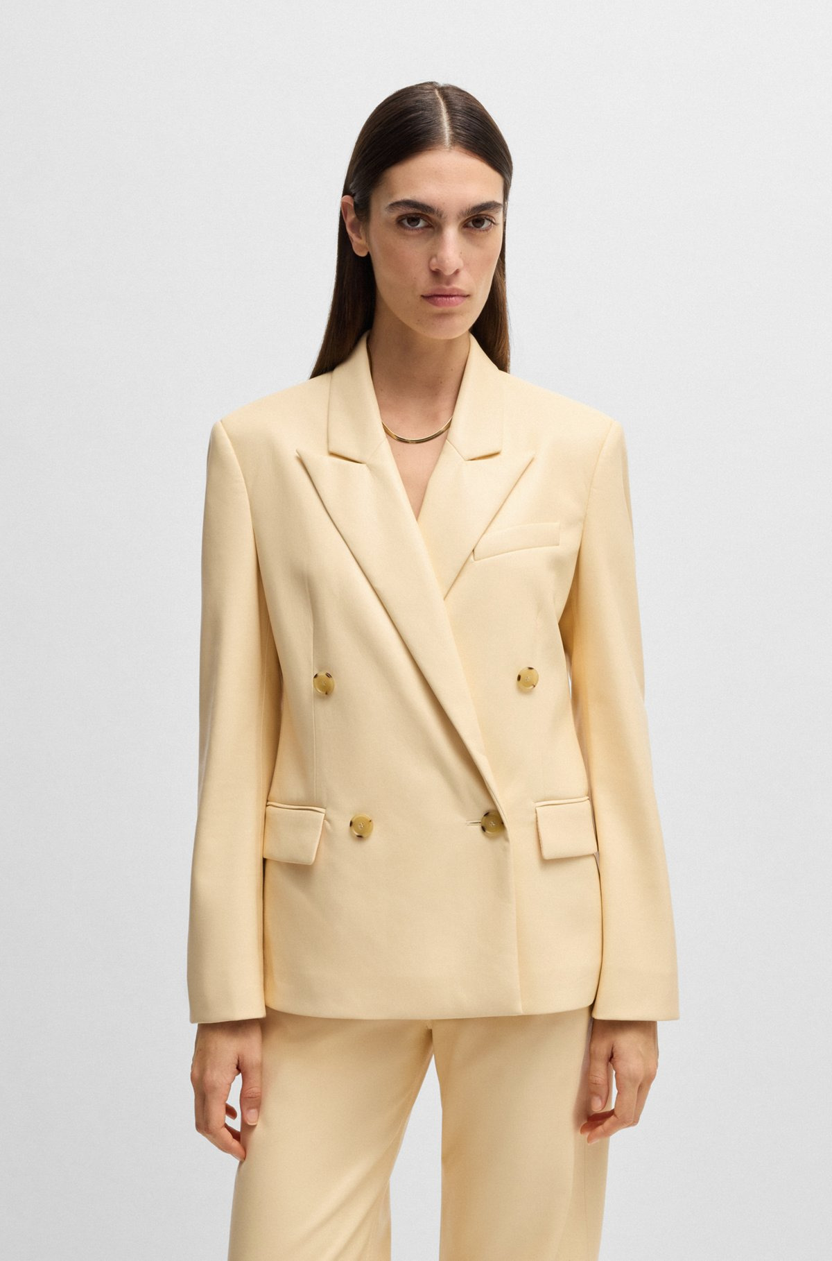 REGULAR-FIT DOUBLE-BREASTED BLAZER IN FAUX LEATHER - 2