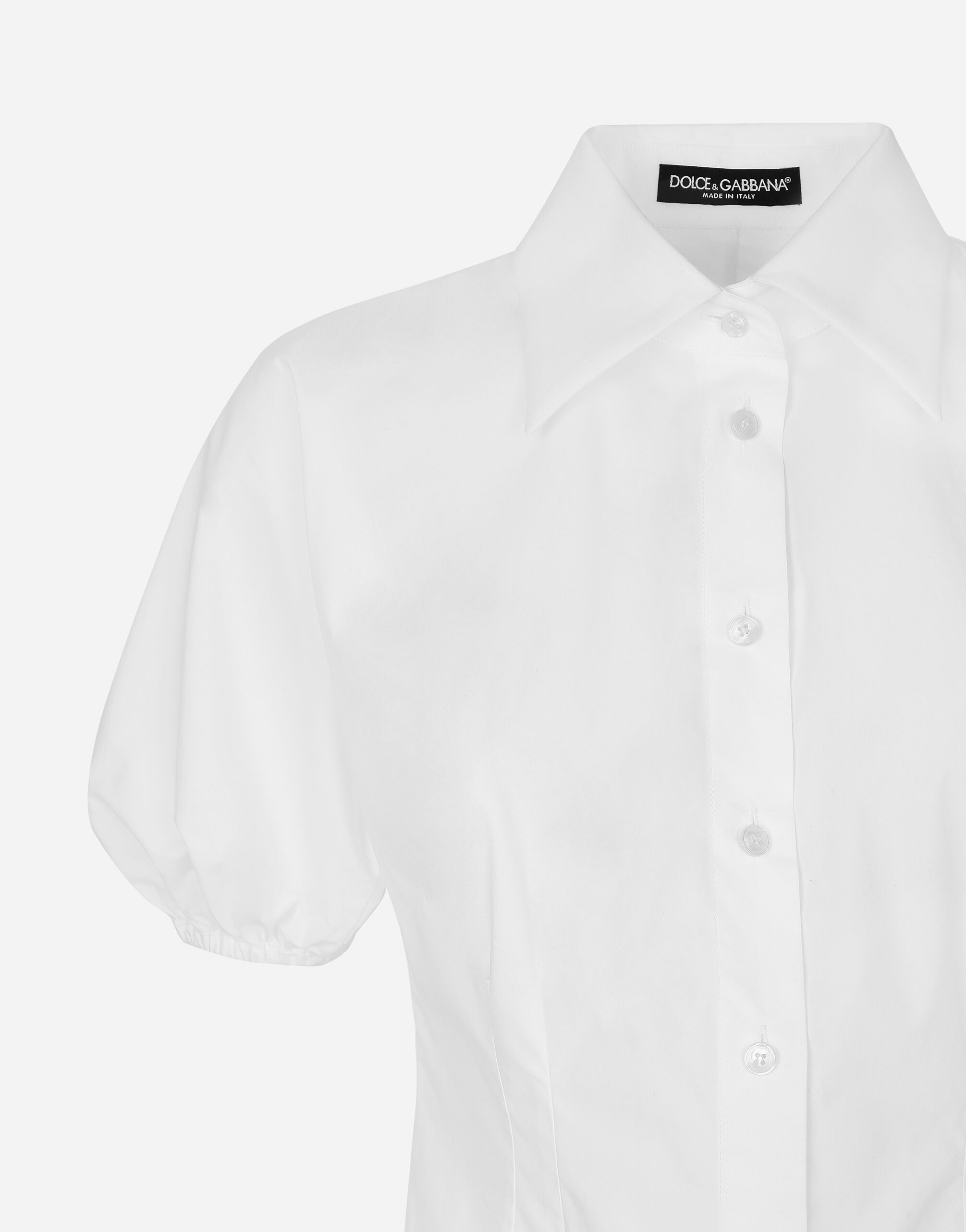 Cotton poplin shirt with puff sleeves - 5