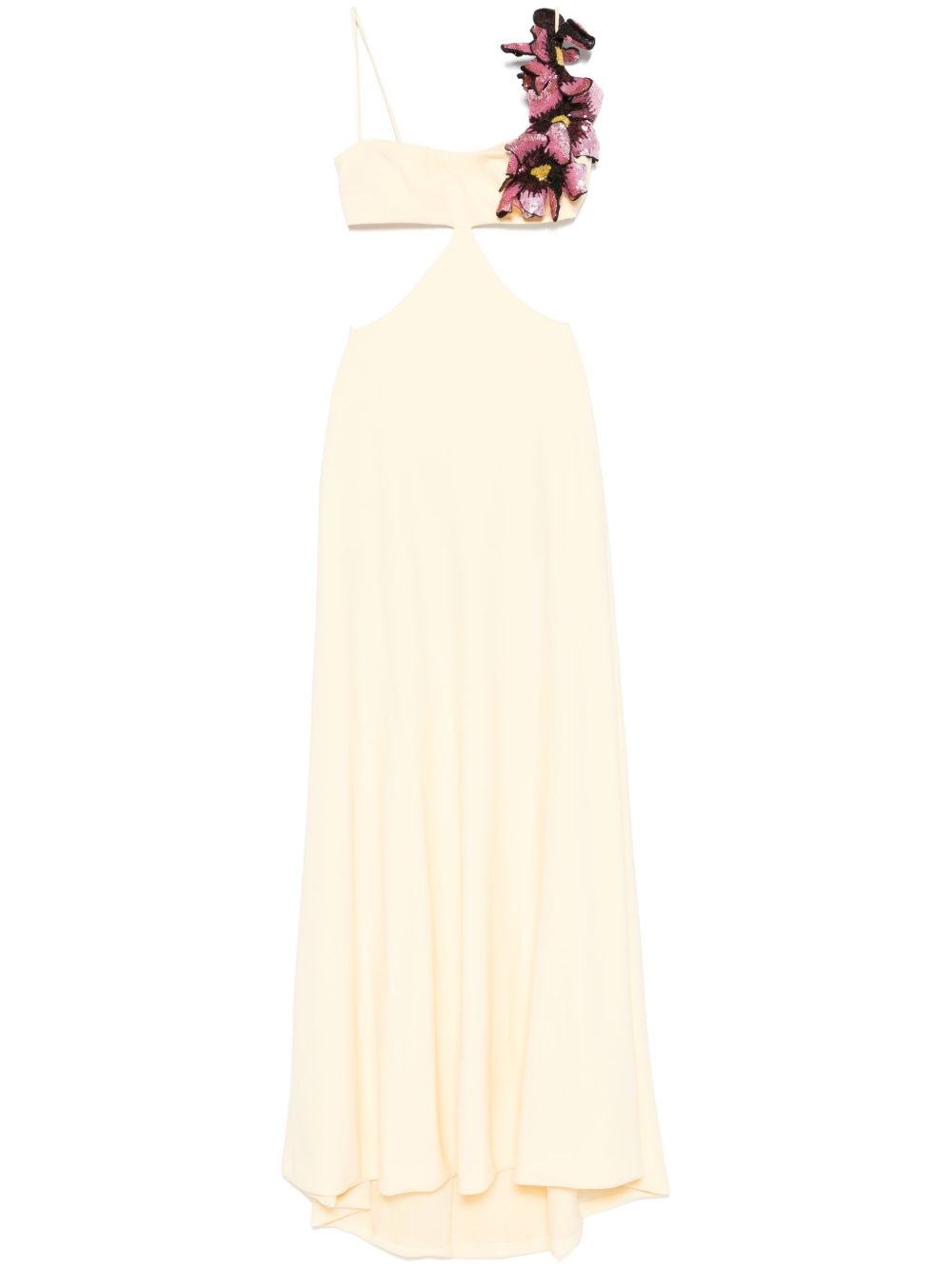 floral-appliqué gown - 1