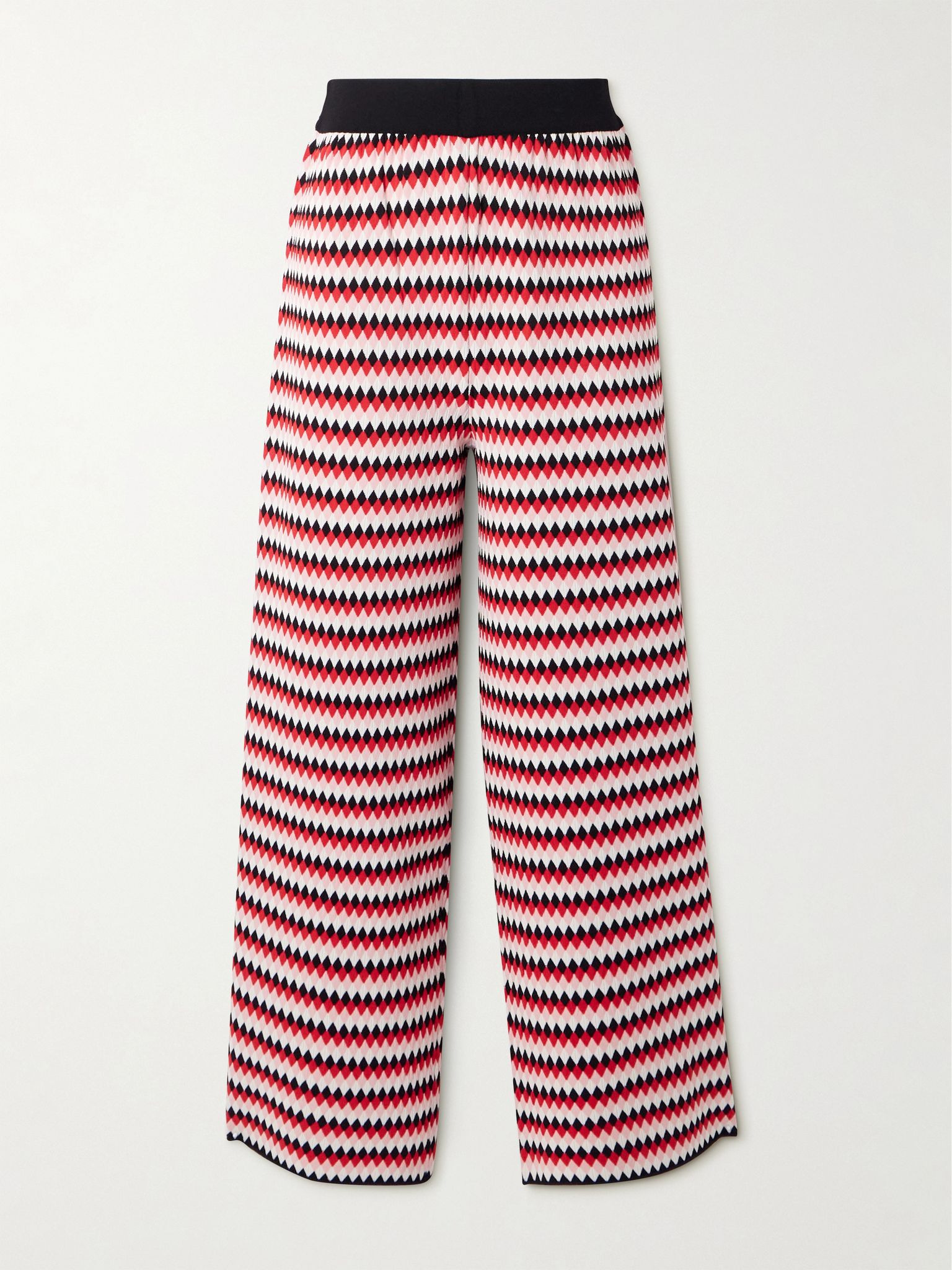 Cropped wide-leg jacquard-knit pants Red - 1