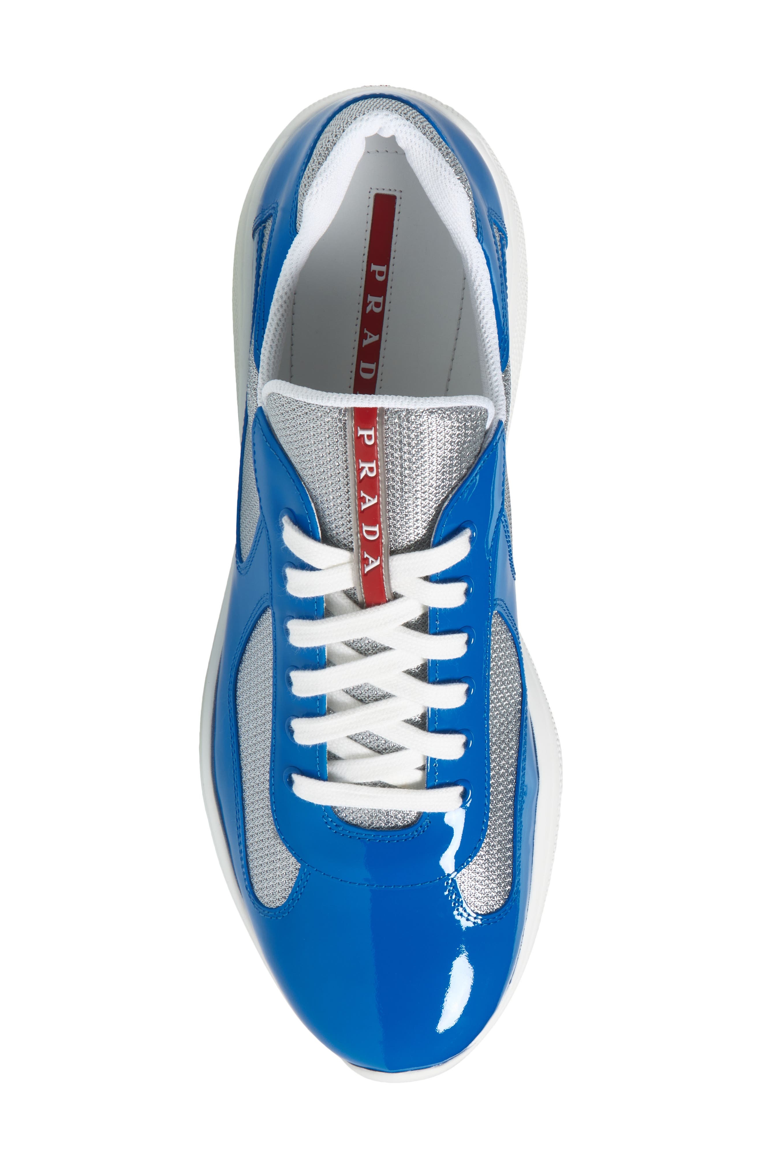 Prada America's Cup Vernice Bike Low Top Sneaker in Cina/Argento at Nordstrom - 5