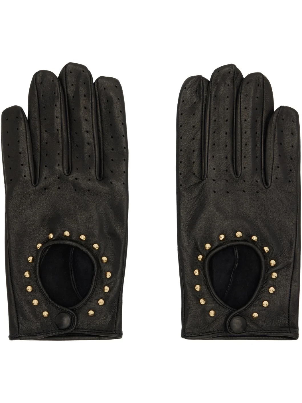 Black Studded Driving Gloves - 1