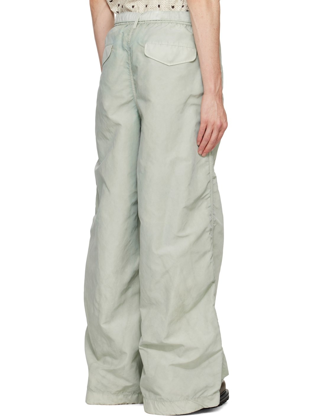 Green Nylon Twill Trousers - 3