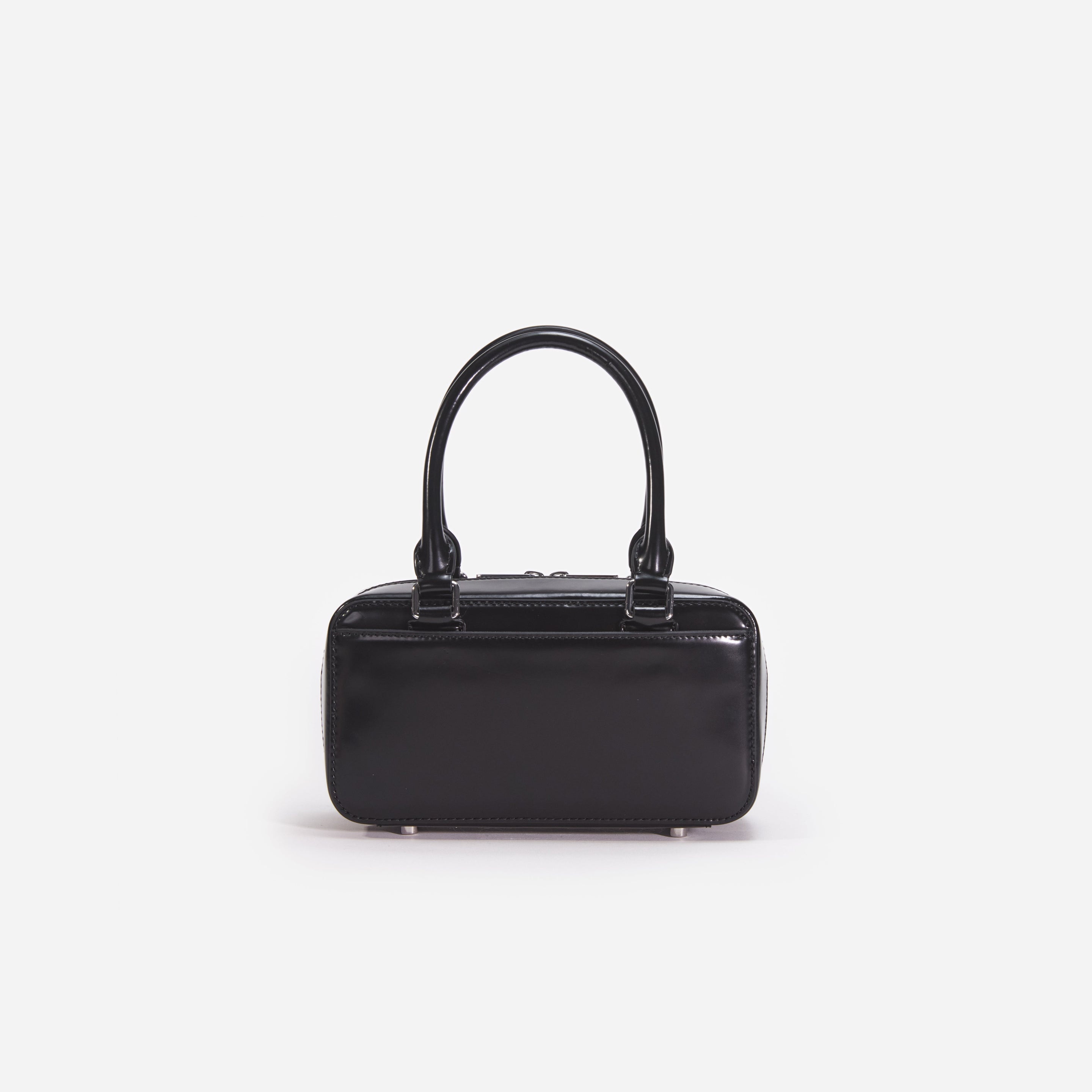 Black Leather Mini Tote Bag - 3