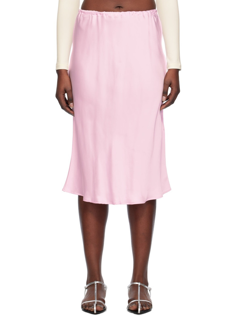 Pink Elasticized Midi Skirt - 1