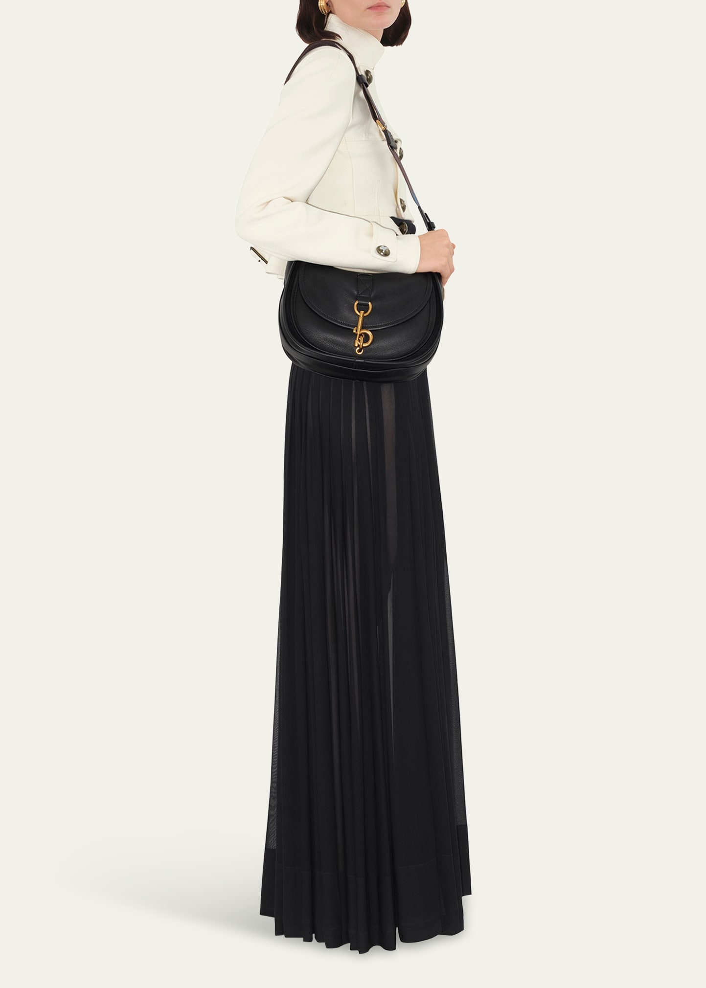 Bar Pleated Maxi Skirt With Belt - 4