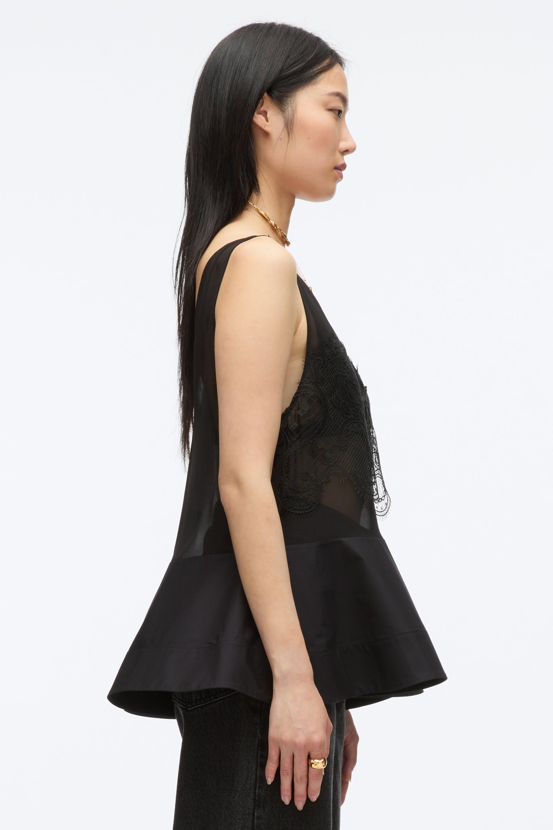Chiffon Peplum Tank with Lace - 6