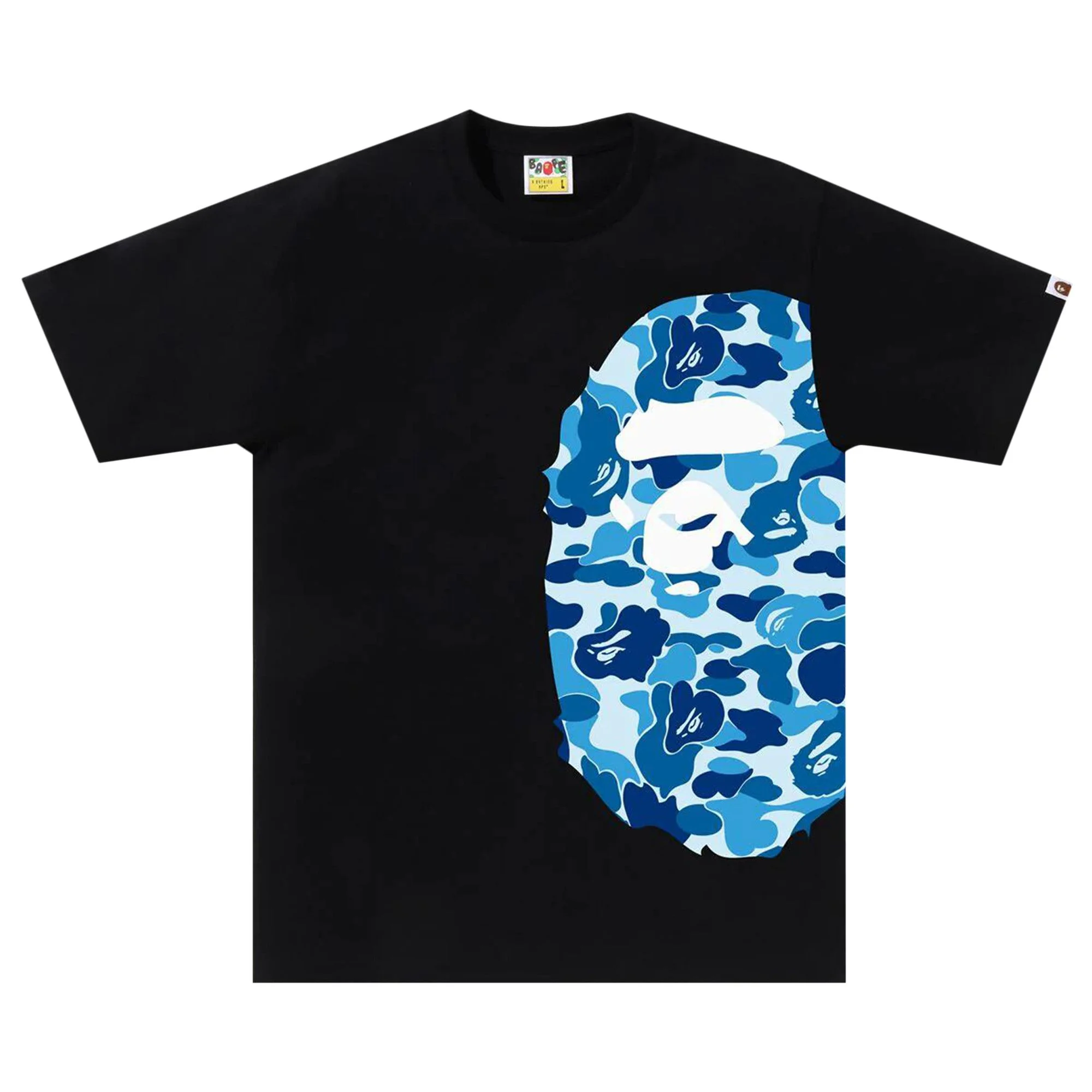BAPE ABC Camo Side Big Ape Head Tee 'Black/Blue' - 1