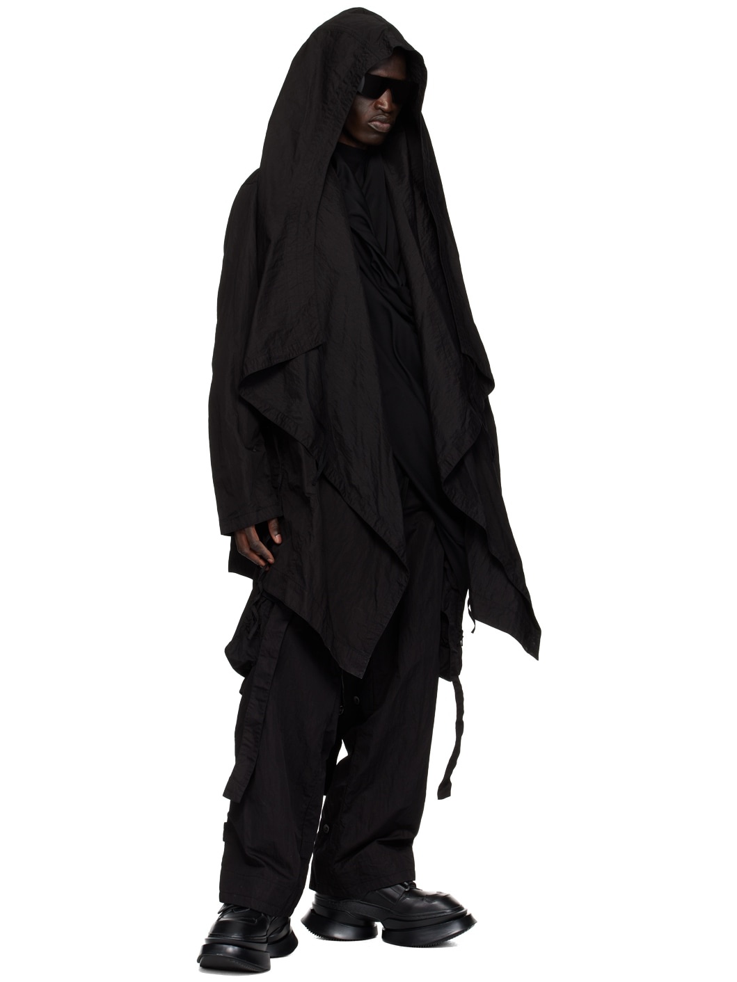 Black Hooded Coat - 4