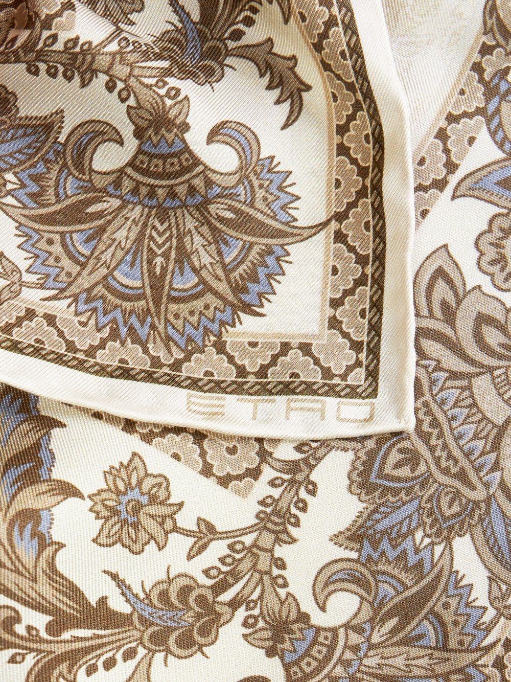 leafy-print silk pocket square - 2