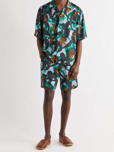 Dries Van Noten Wide-Leg Printed Woven Drawstring Shorts outlook