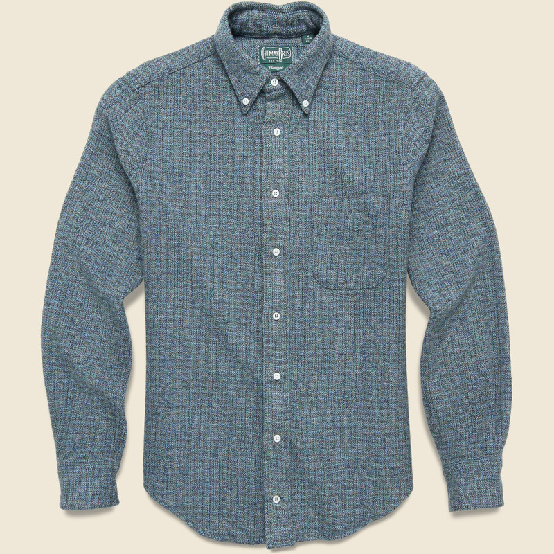 Brushed Cotton Fleck Shirt - Blue 1
