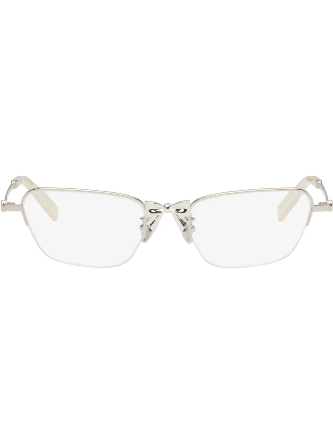 Silver YVMIN Edition Gemstone Bow Metal Glasses - 1