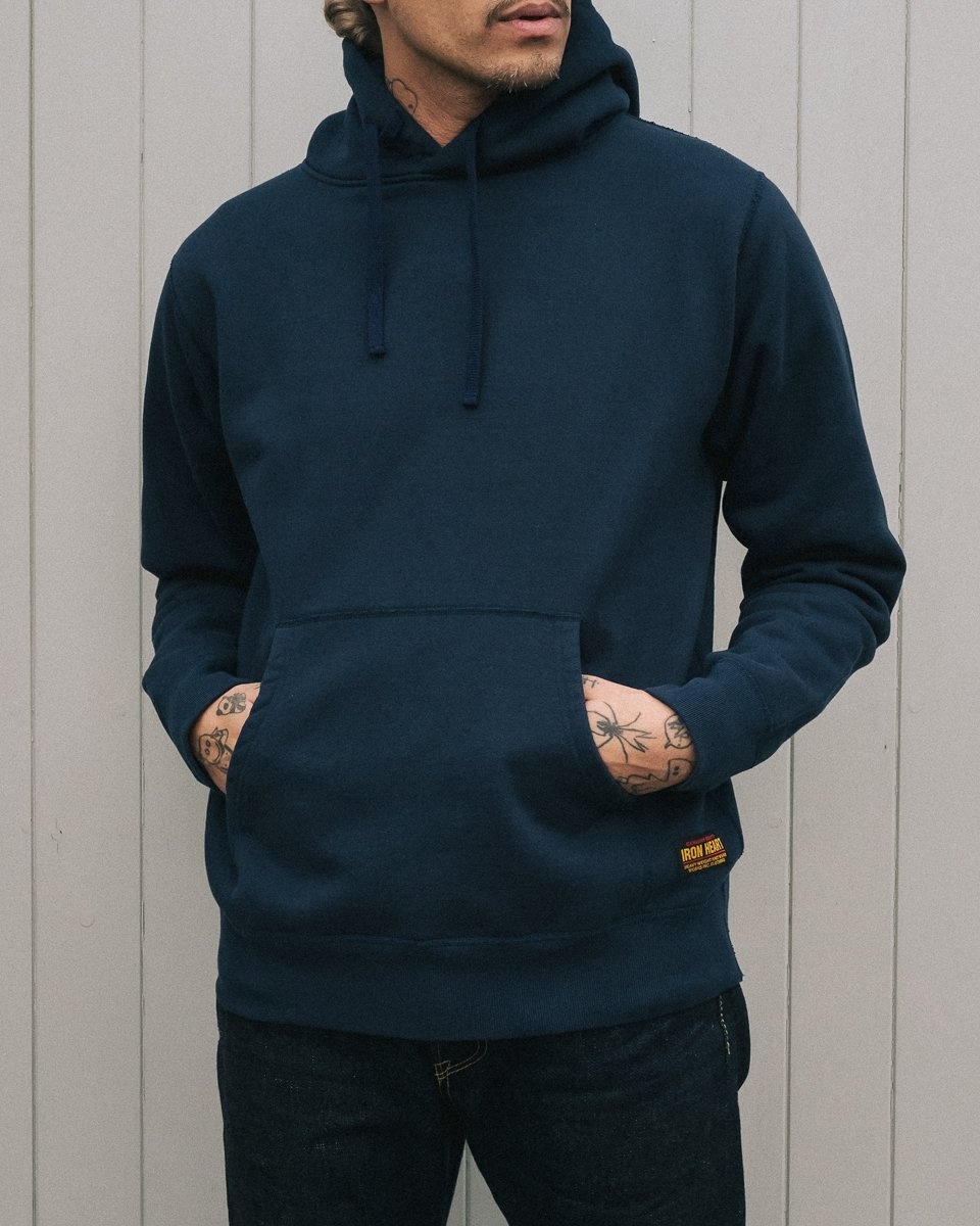 Iron Heart IHSW 49 NAV 14oz Ultra Heavyweight Loopwheel Cotton Hoodie Navy REVERSIBLE