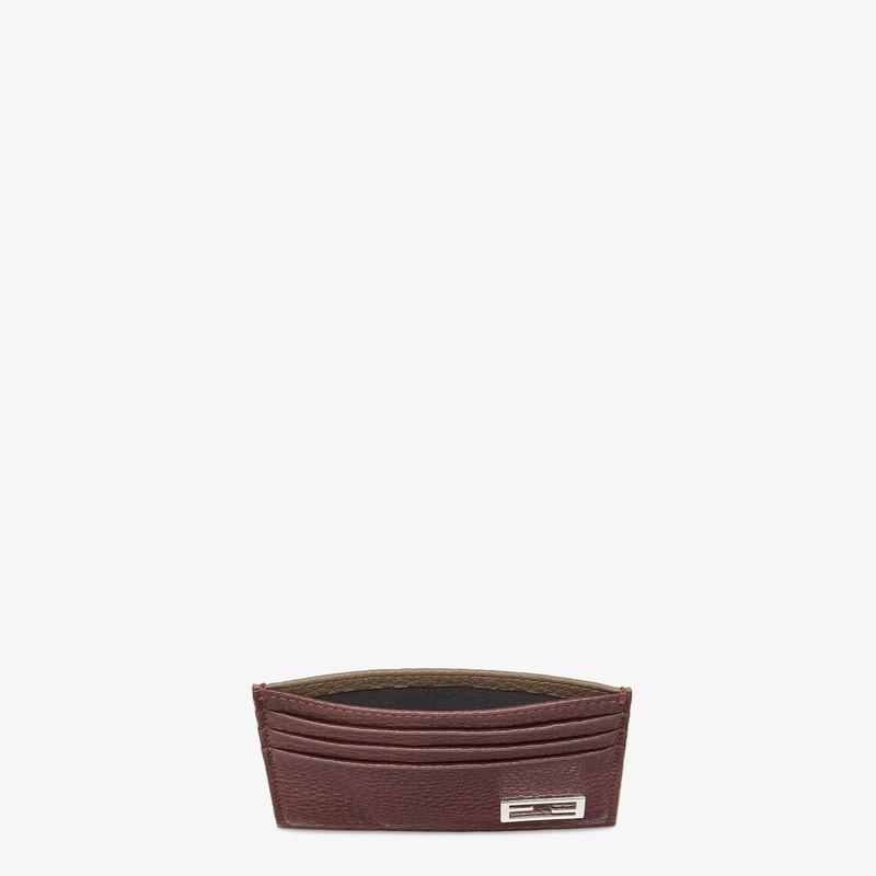 FENDI Card holder with six slots and flat central pocket. Made of burgundy Cuoio Romano leather with a con outlook