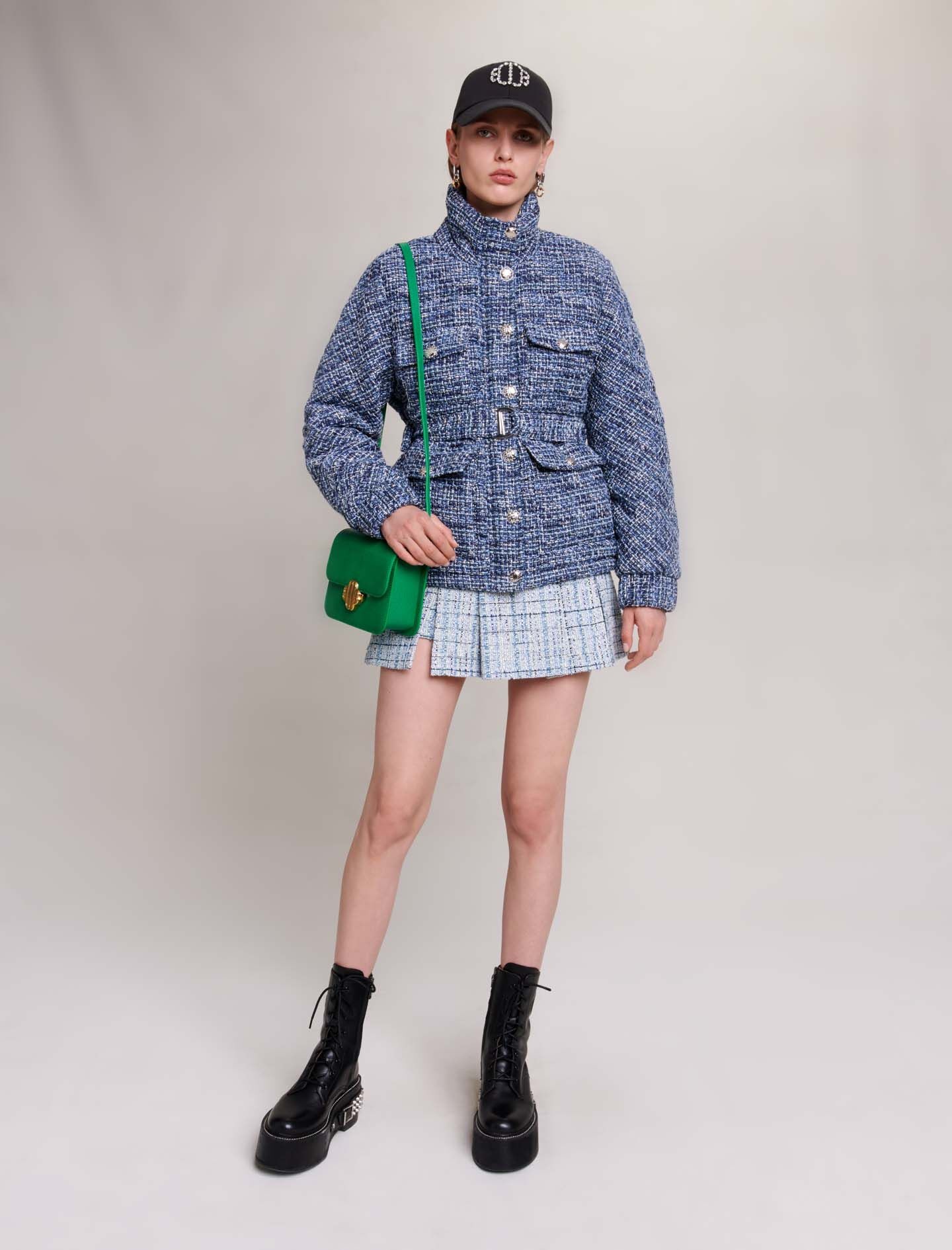 Quilted tweed puffer jacket - 2