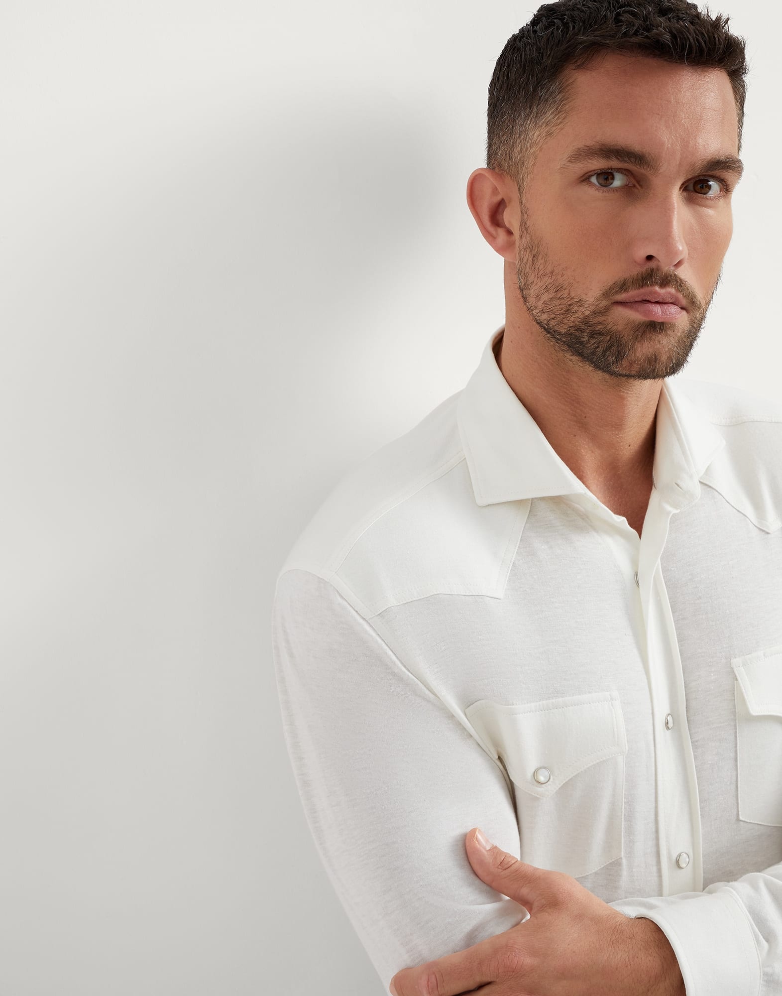 Linen and cotton jersey western shirt - 3
