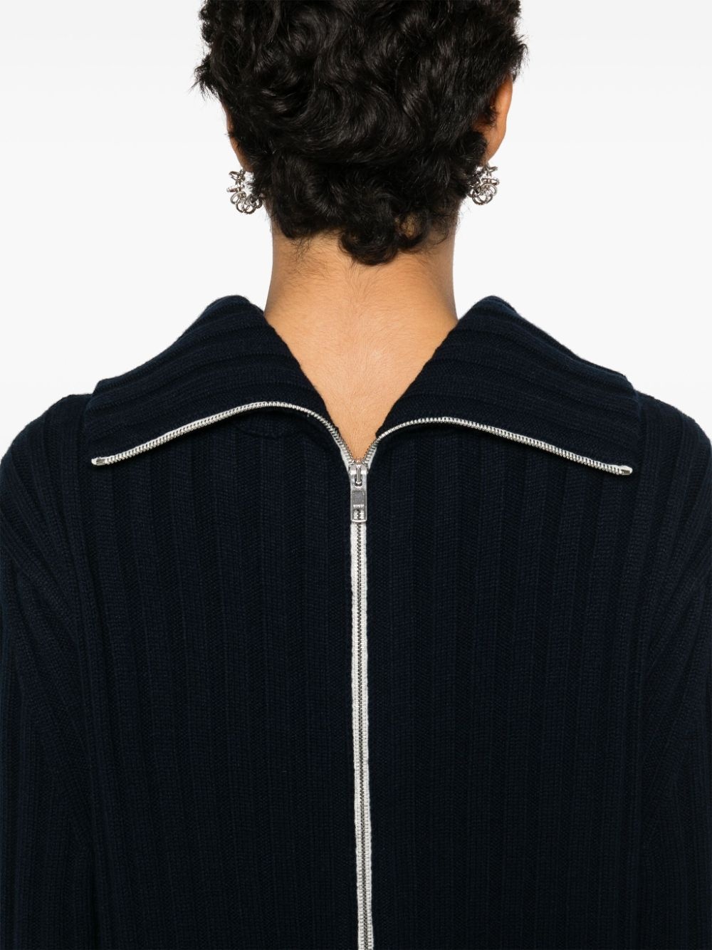 zip-up ribbed-knit dress - 5